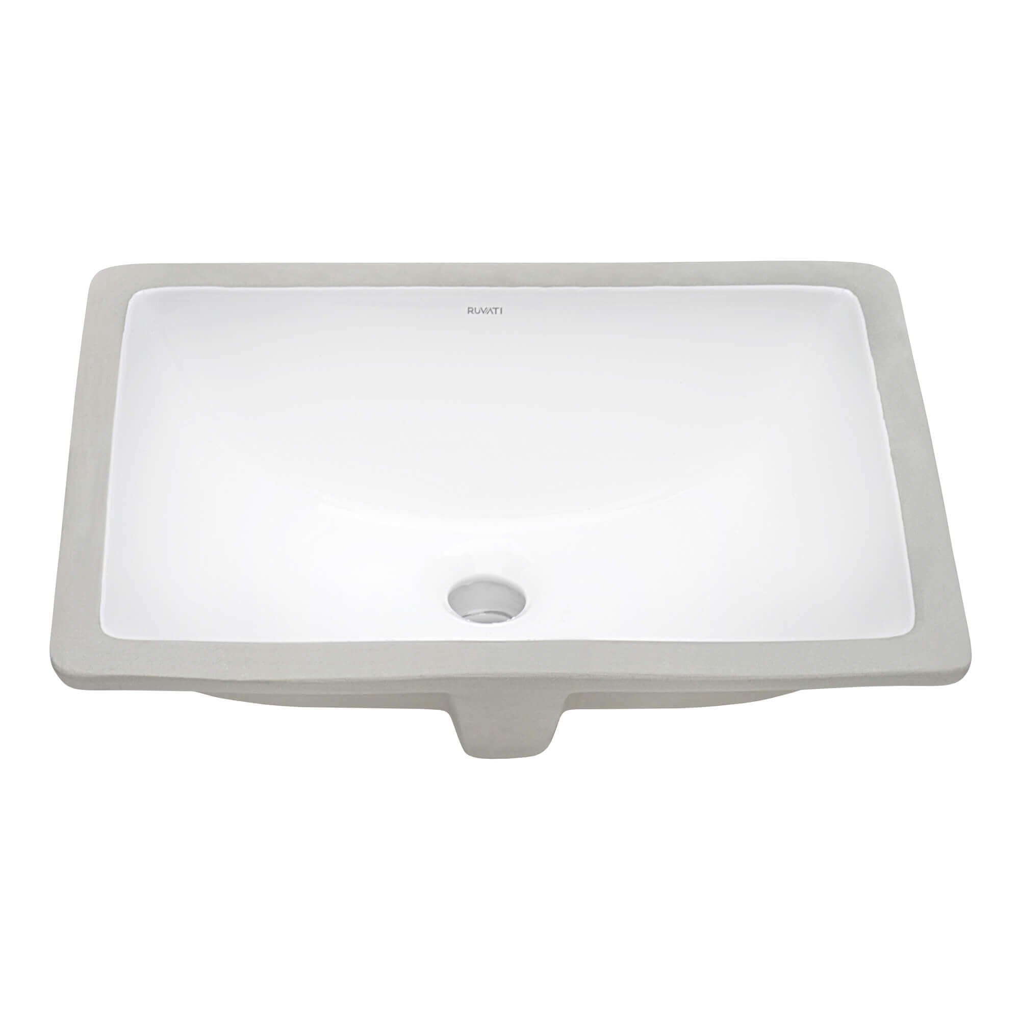 Alternate Image for Ruvati Krona 19" Rectangle Undermount Porcelain Bathroom Vanity Sink with Overflow, White, RVB0718