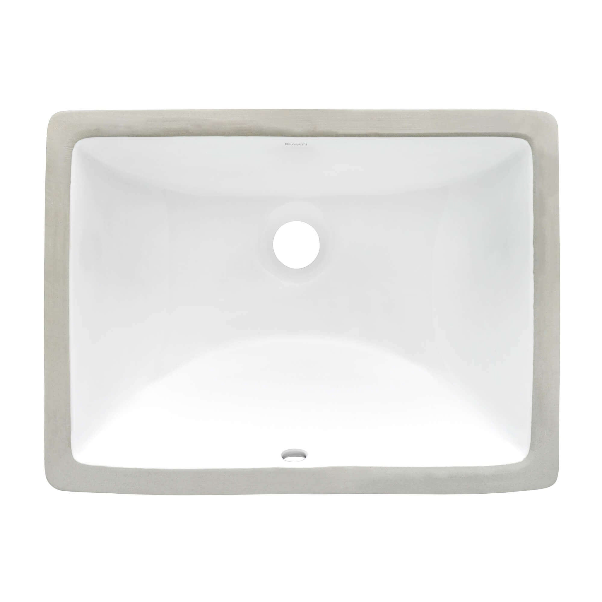 Alternate Image for Ruvati Krona 19" Rectangle Undermount Porcelain Bathroom Vanity Sink with Overflow, White, RVB0718