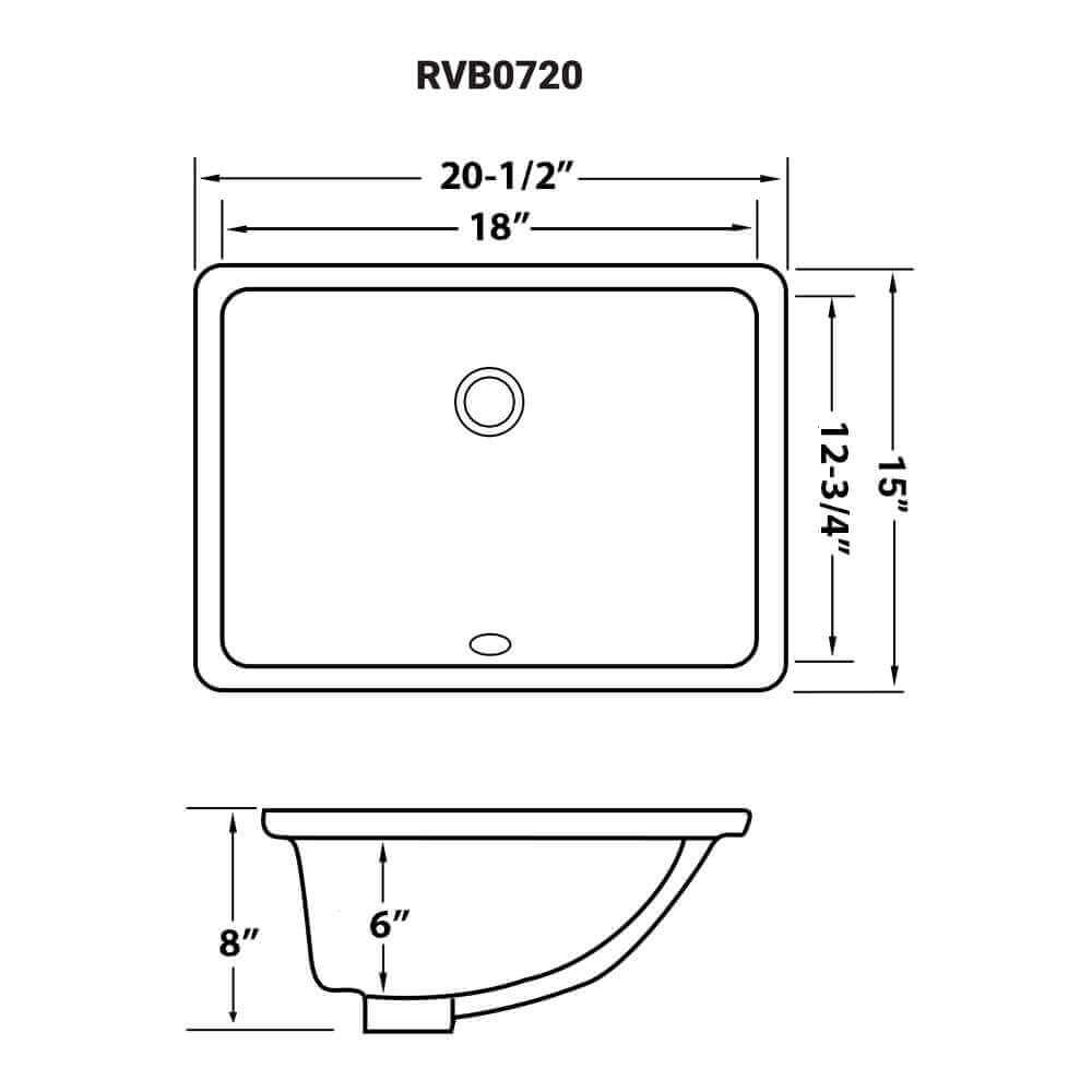 Alternate Image for Ruvati Krona 18 x 13 inch Undermount Bathroom Sink Emerald Green Rectangular Porcelain Ceramic with Overflow, RVB0720EG