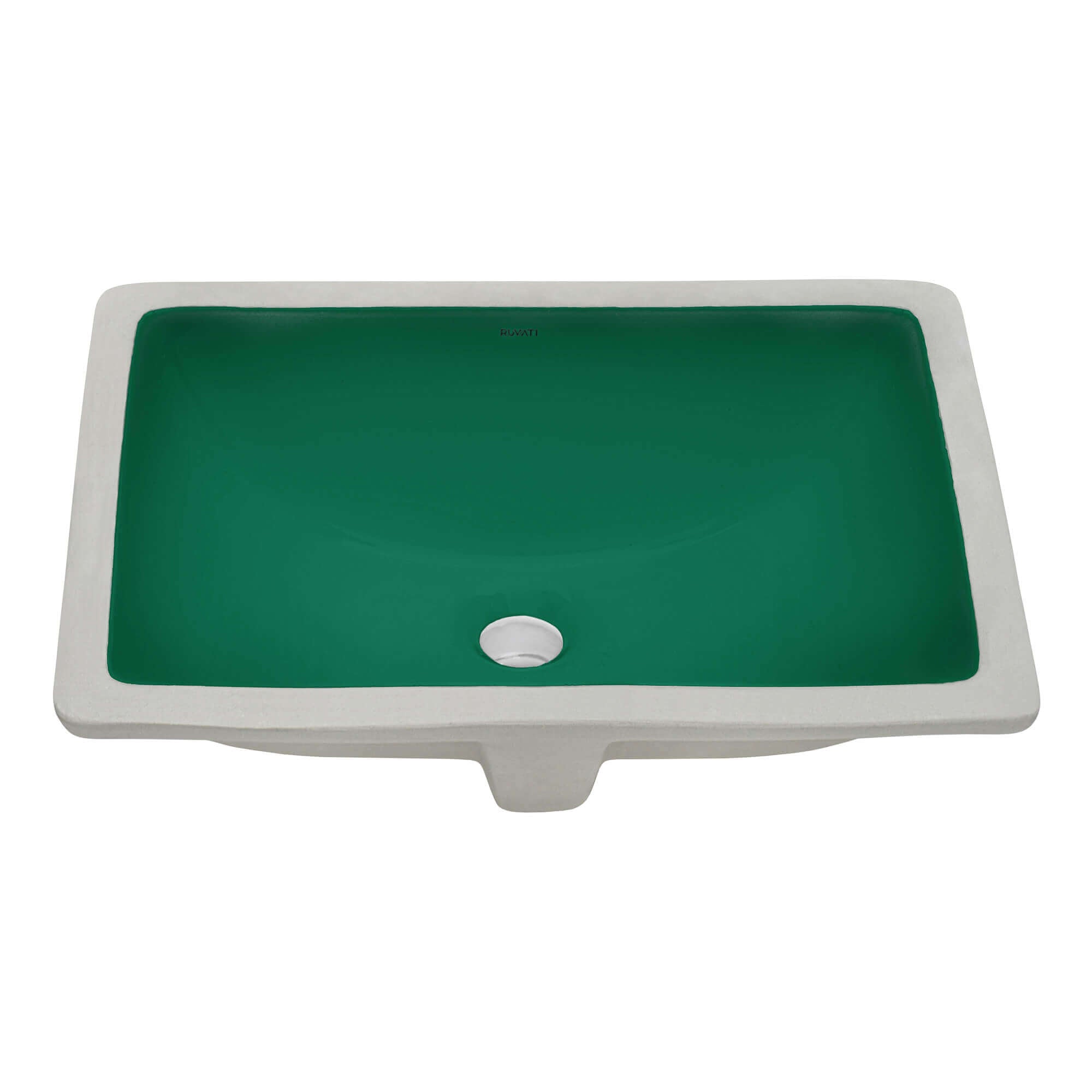 Alternate Image for Ruvati Krona 18 x 13 inch Undermount Bathroom Sink Emerald Green Rectangular Porcelain Ceramic with Overflow, RVB0720EG