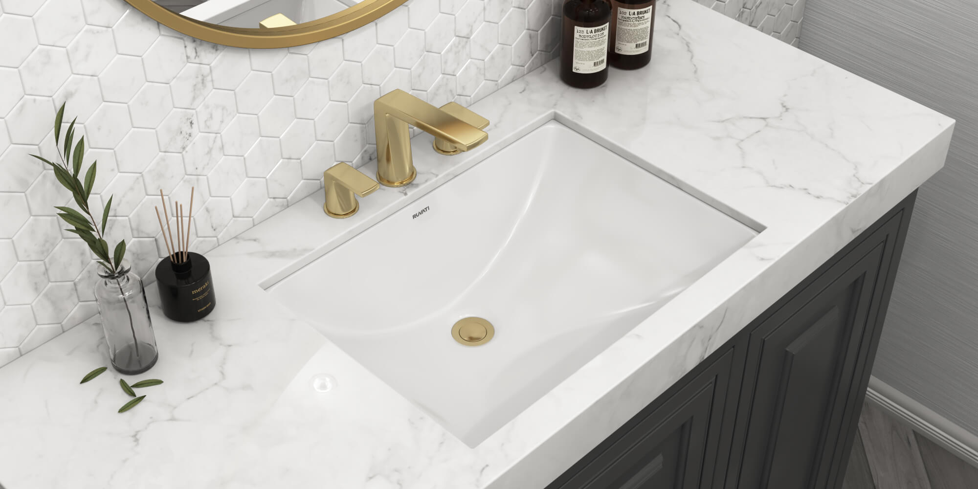 Alternate Image for Ruvati Krona 21" Rectangle Undermount Porcelain Bathroom Vanity Sink with Overflow, White, RVB0721