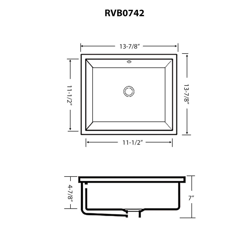Ruvati Krona 14" Square Undermount Porcelain Bathroom Sink, White, RVB0742 Product Image