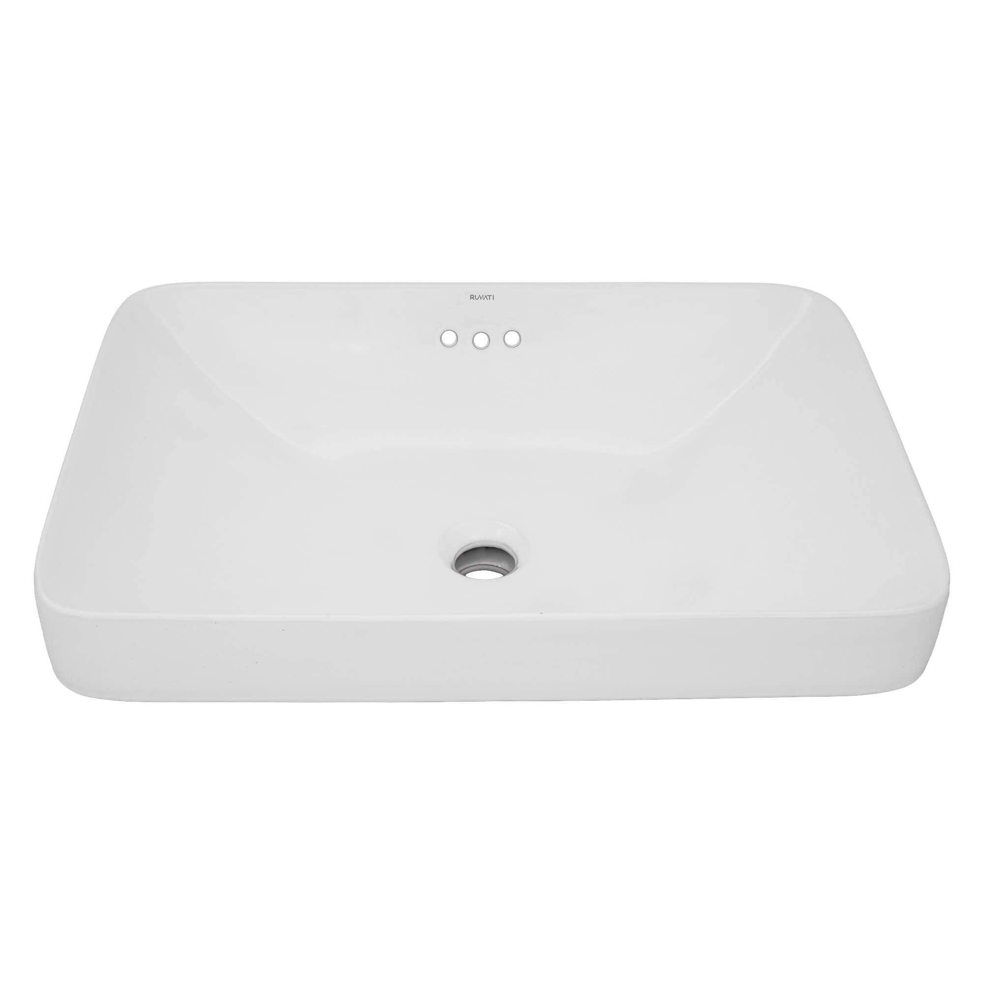 Alternate Image for Ruvati Volara 23 x 16 inch Semi-Recessed Drop-in Topmount Bathroom Sink Rectangular Porcelain Ceramic White, RVB0824WH