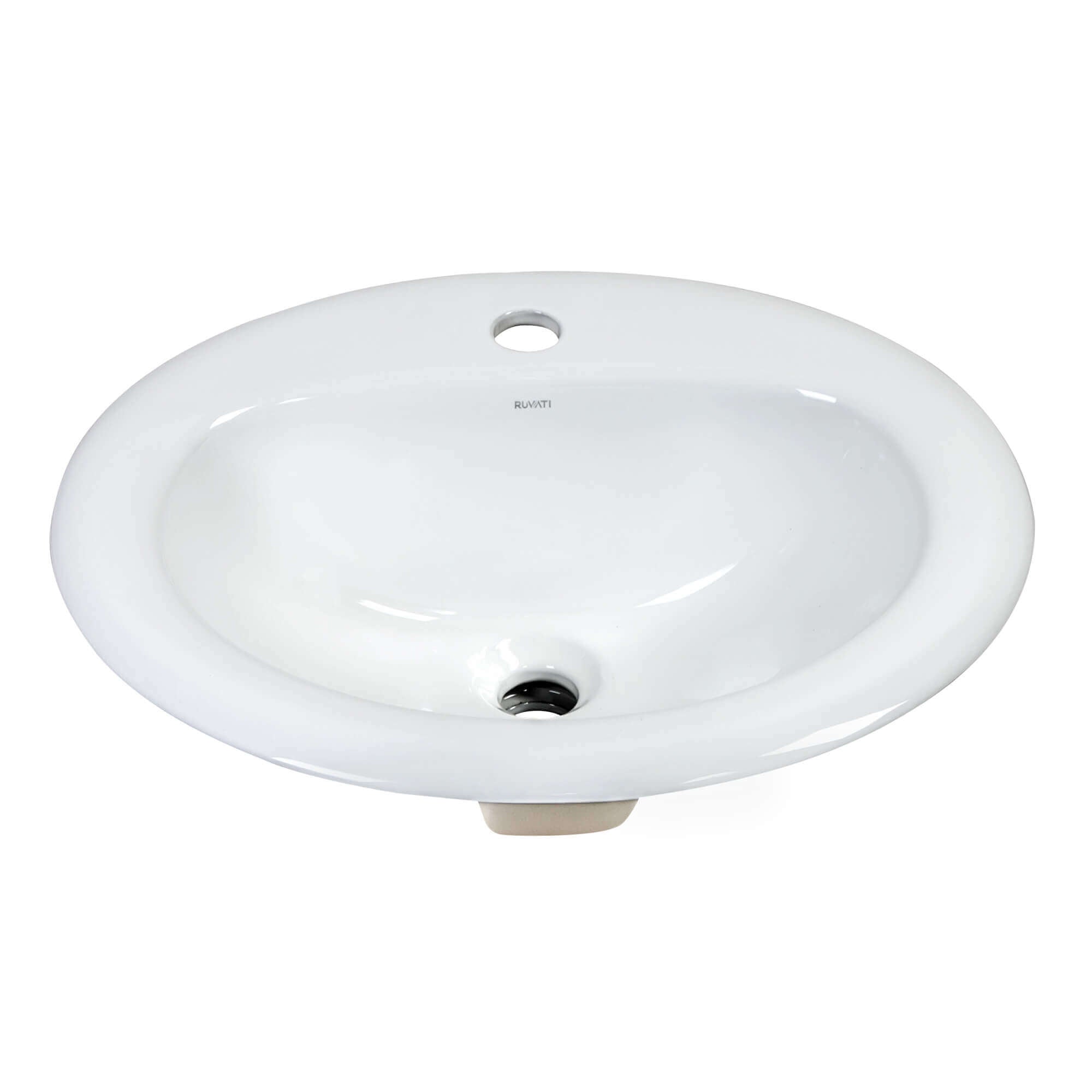 Ruvati Kyros 21" Oval Drop In Porcelain Bathroom Sink, White, RVB0861 Product Image