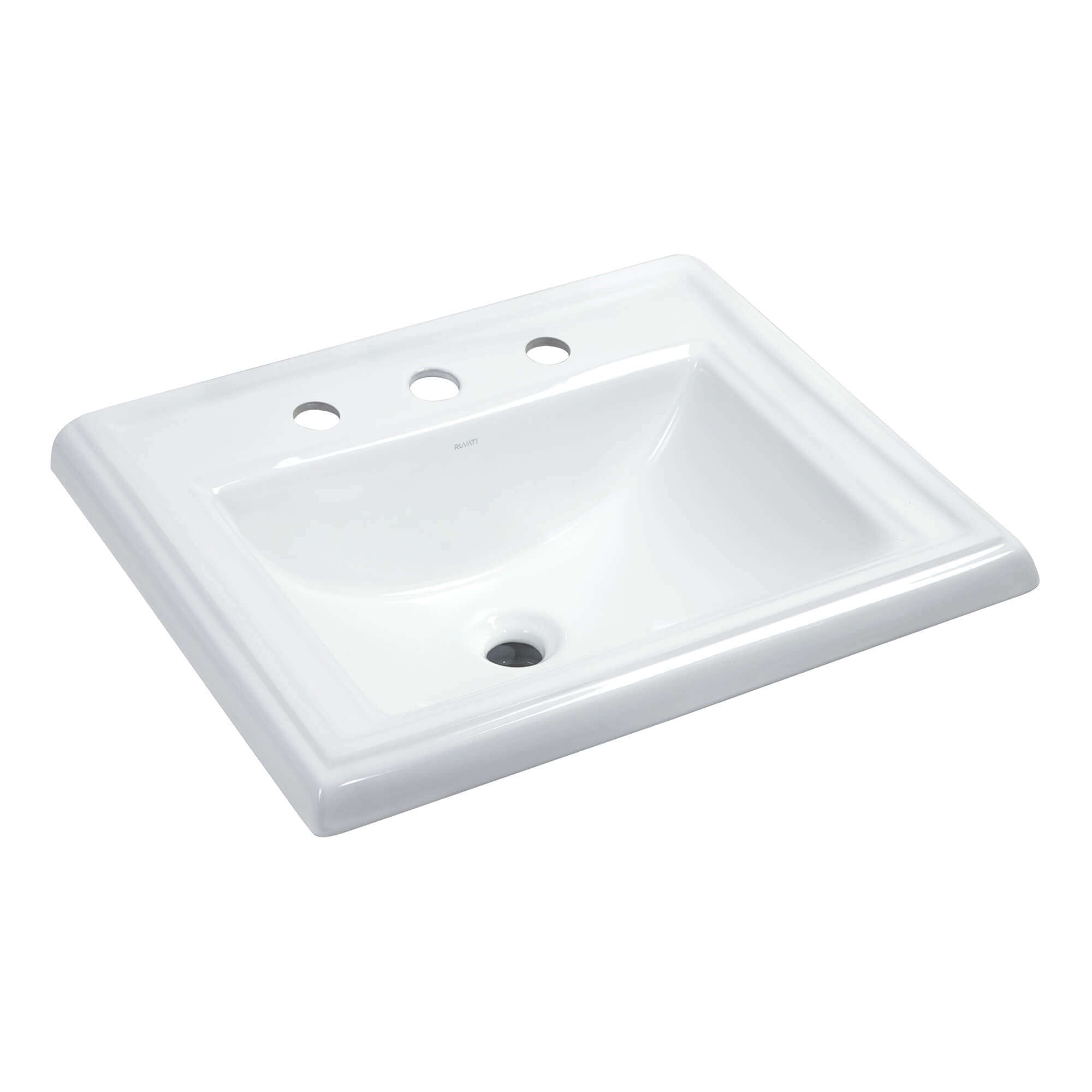 Ruvati Kyros 23" Rectangle Drop In Porcelain Bathroom Sink, White, RVB0873 Product Image
