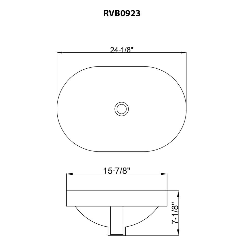 Alternate Image for Ruvati Volara 24 x 16 inch Semi-Recessed Drop-in Topmount Bathroom Sink Rectangular Ceramic with Overflow White, Porcelain, RVB0923WH