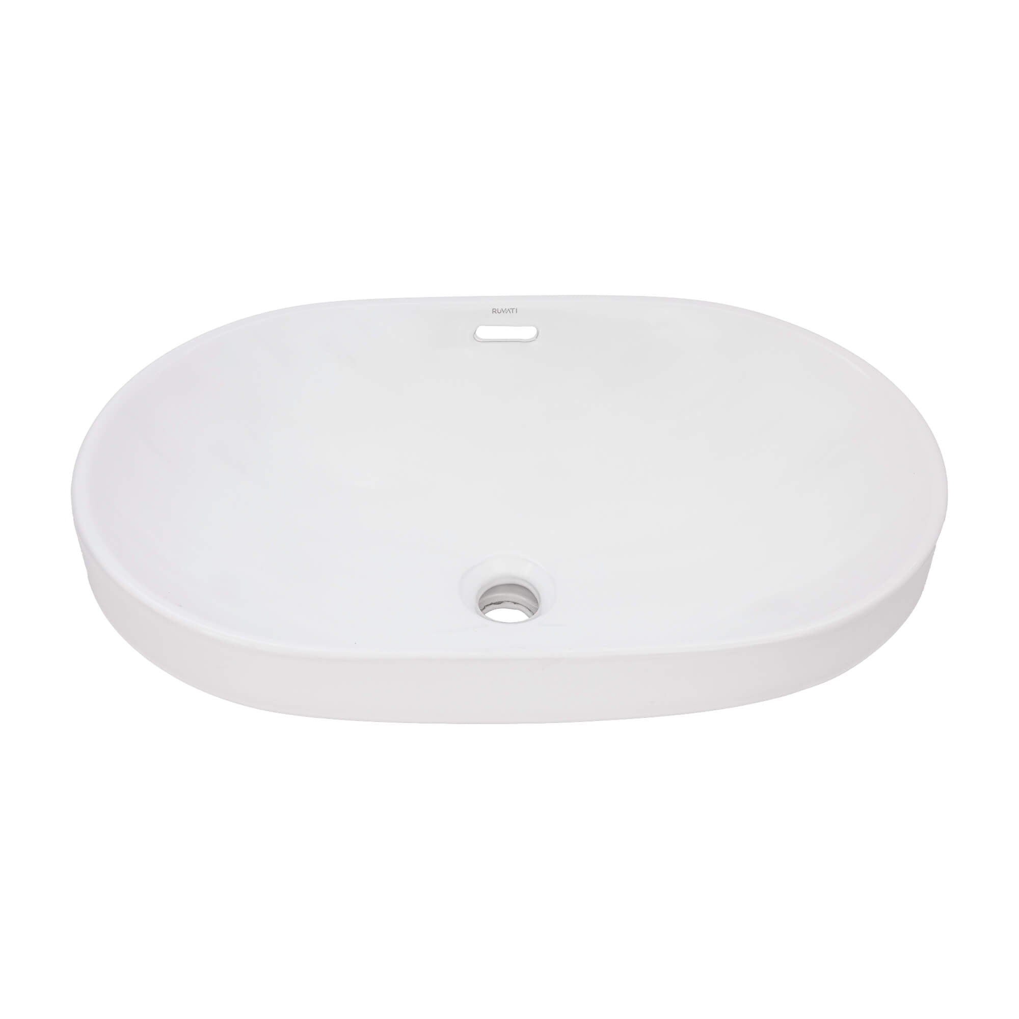 Alternate Image for Ruvati Volara 24 x 16 inch Semi-Recessed Drop-in Topmount Bathroom Sink Rectangular Ceramic with Overflow White, Porcelain, RVB0923WH