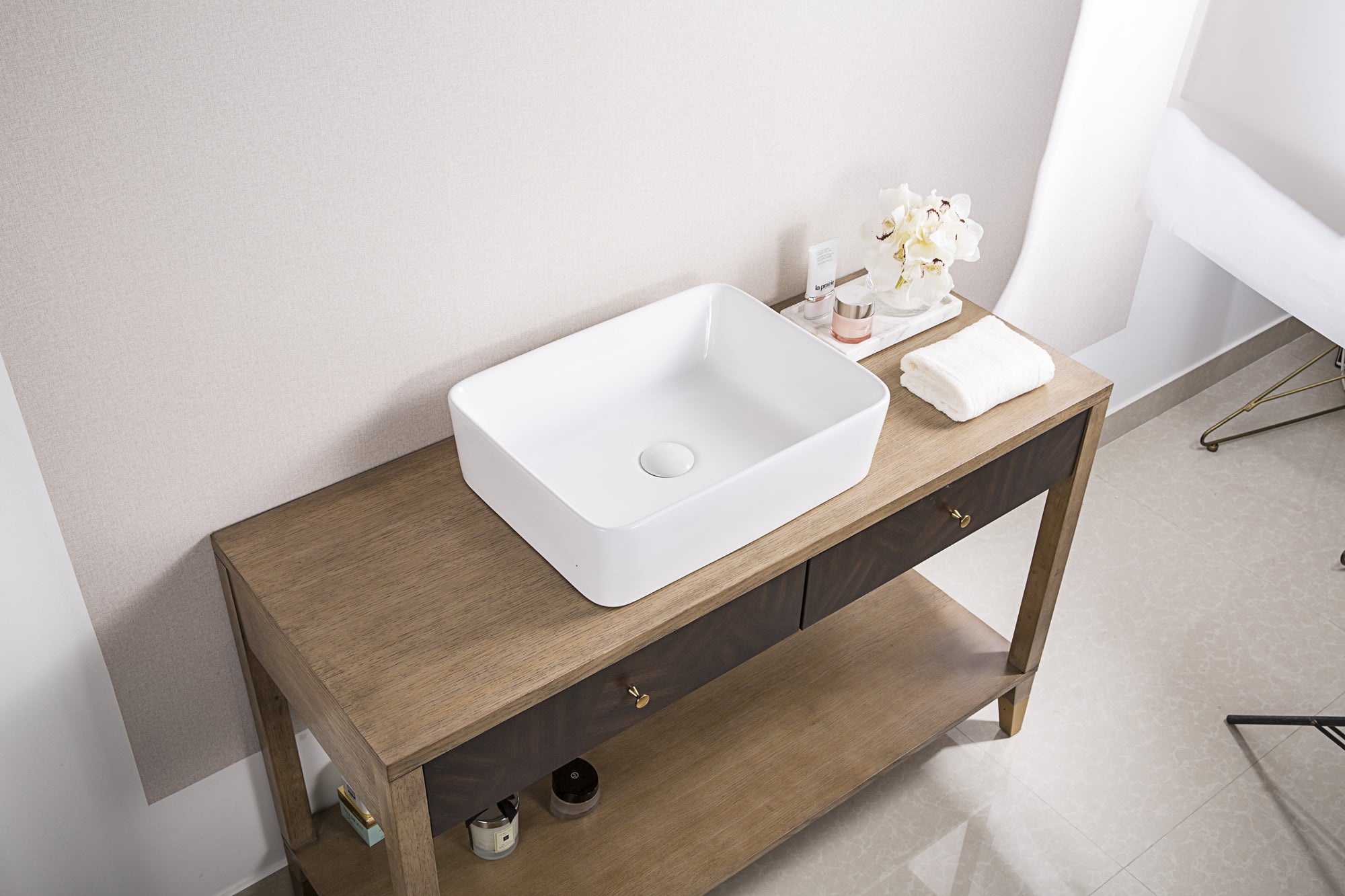 Alternate Image for Ruvati Vista 19" Rectangle Vessel Porcelain Above Vanity Counter Bathroom Sink, White, RVB1915