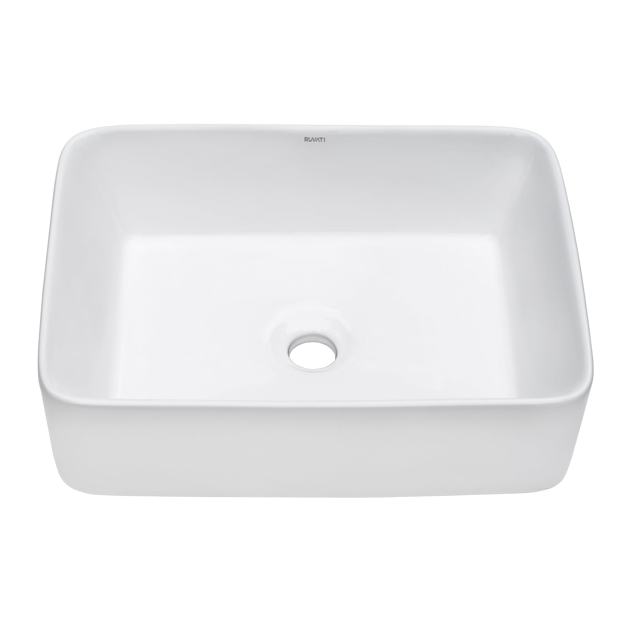 Alternate Image for Ruvati Vista 19" Rectangle Vessel Porcelain Above Vanity Counter Bathroom Sink, White, RVB1915