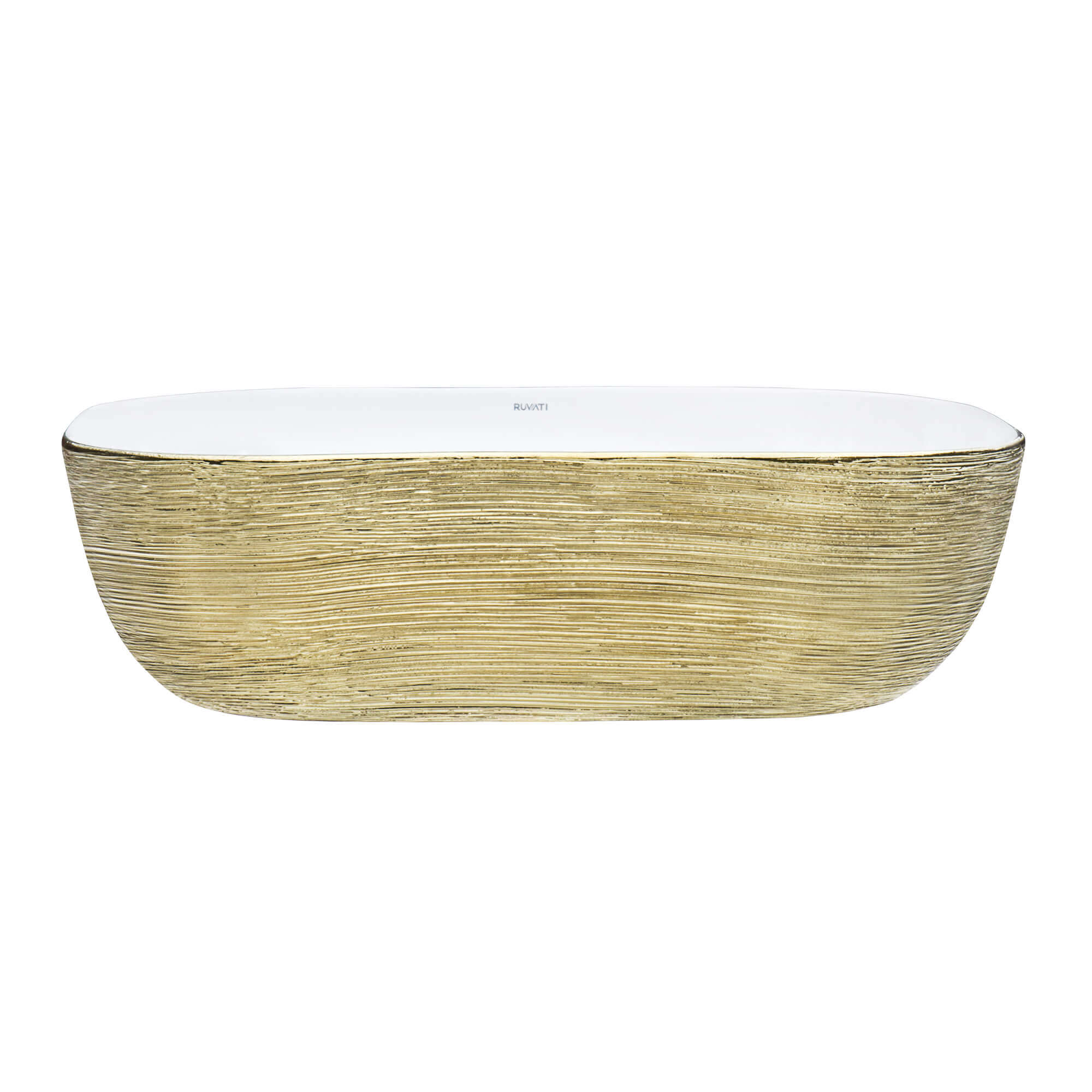 Alternate Image for Ruvati Pietra 20" Decorative Rectangle Vessel Porcelain Above Vanity Counter Bathroom Sink, Gold / White, RVB2016WG