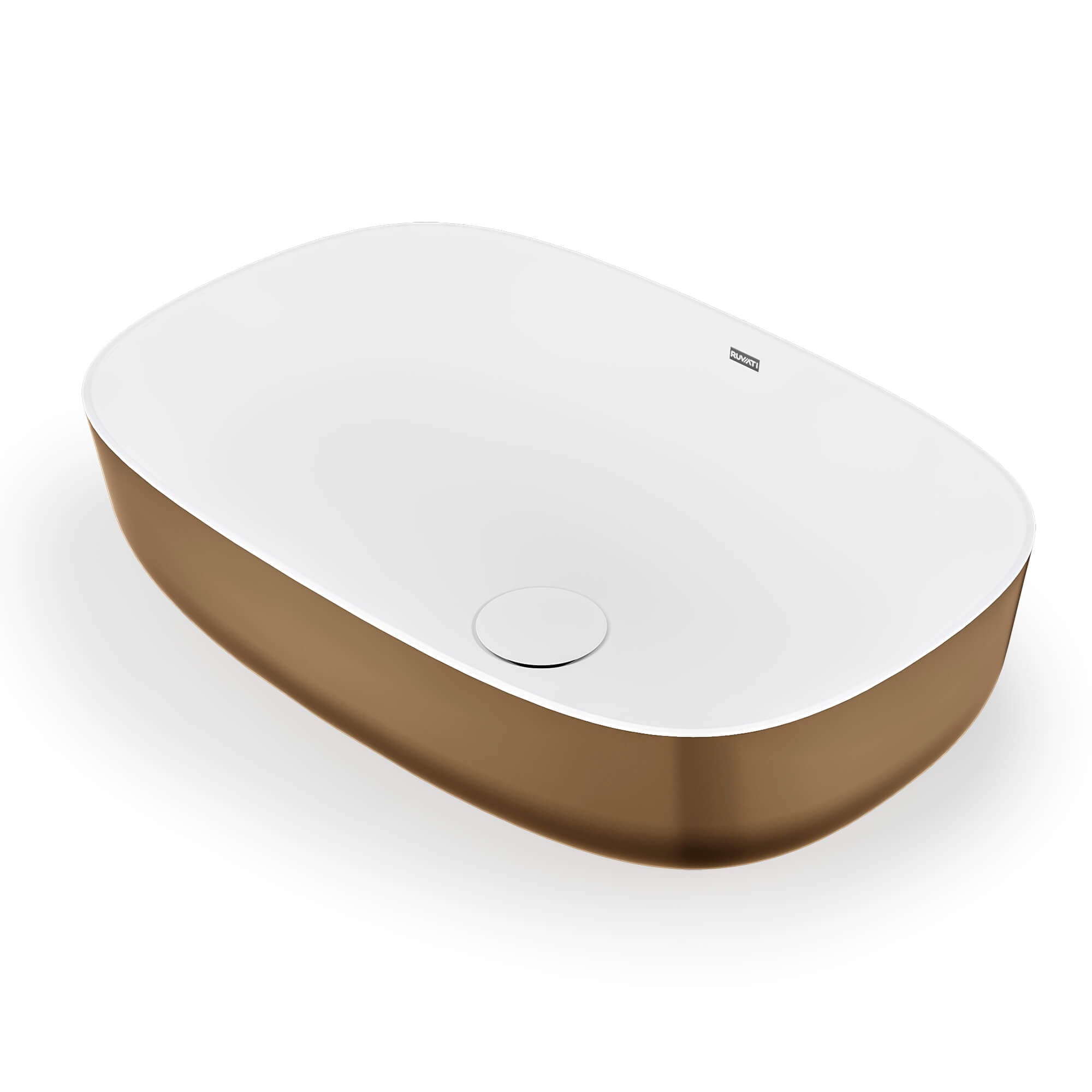 Alternative View of Ruvati Sinatra 19-inch Matte Gold and White Bathroom Vessel Sink epiStone Solid Surface, RVB2113GW