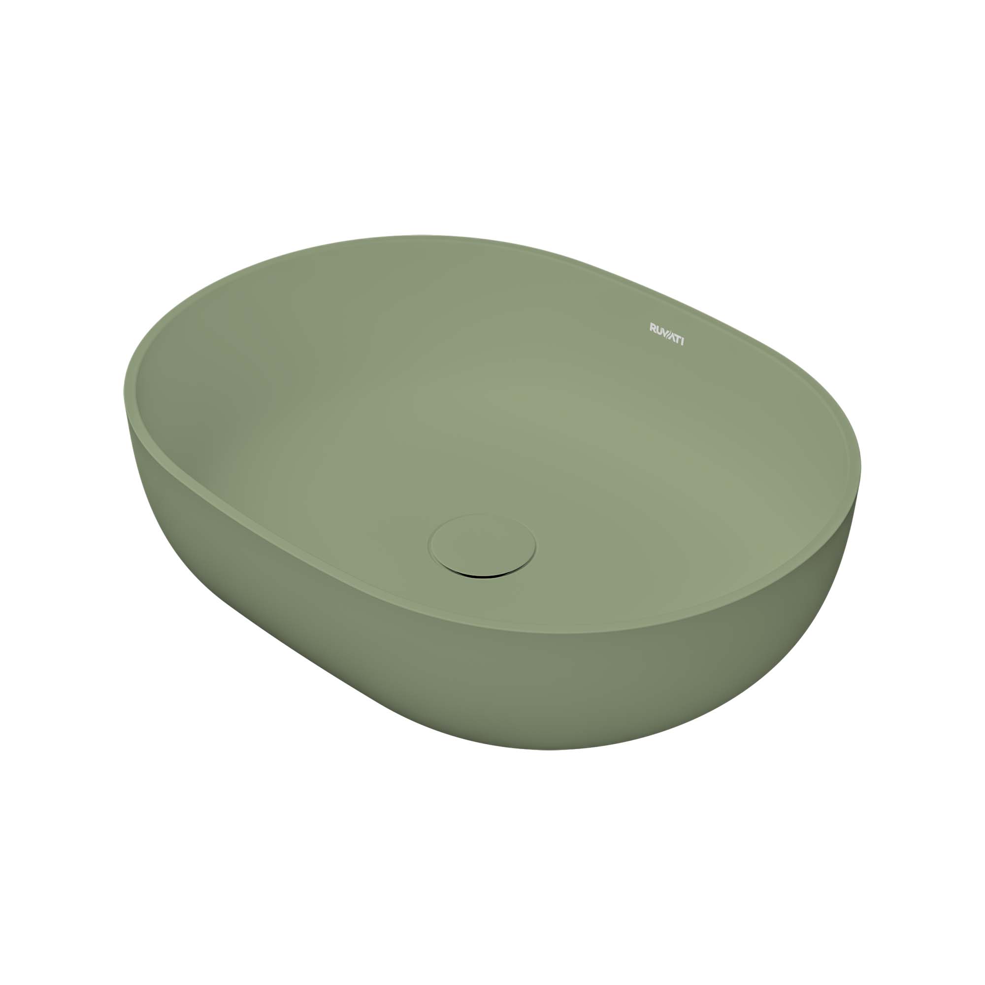 Alternative View of Ruvati Canali 19-inch Avocado Lime Green epiStone Solid Surface Bathroom Vessel Sink, RVB2119GN
