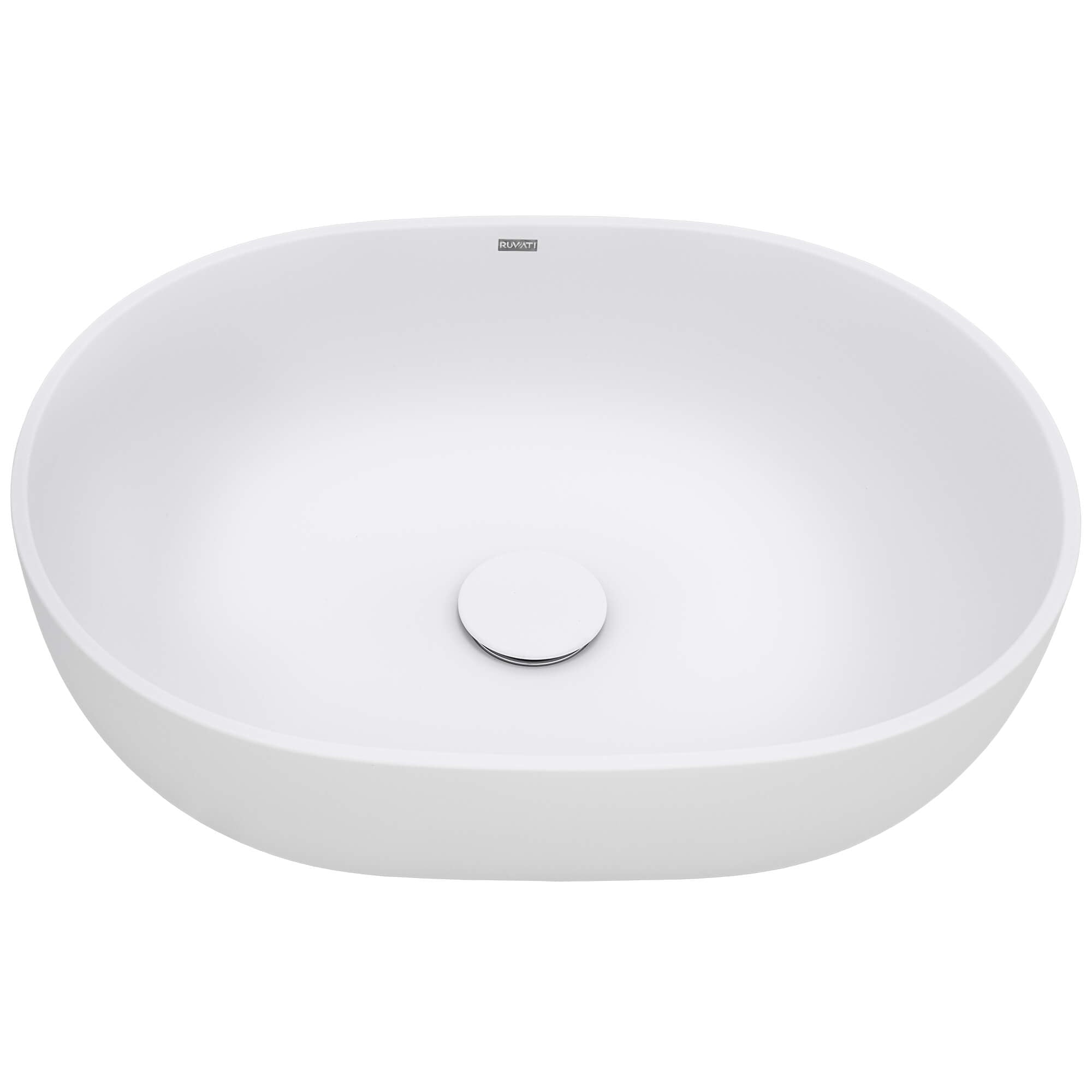 Alternative View of Ruvati Canali 19-inch Matte White epiStone Solid Surface Modern Bathroom Vessel Sink, RVB2119WH