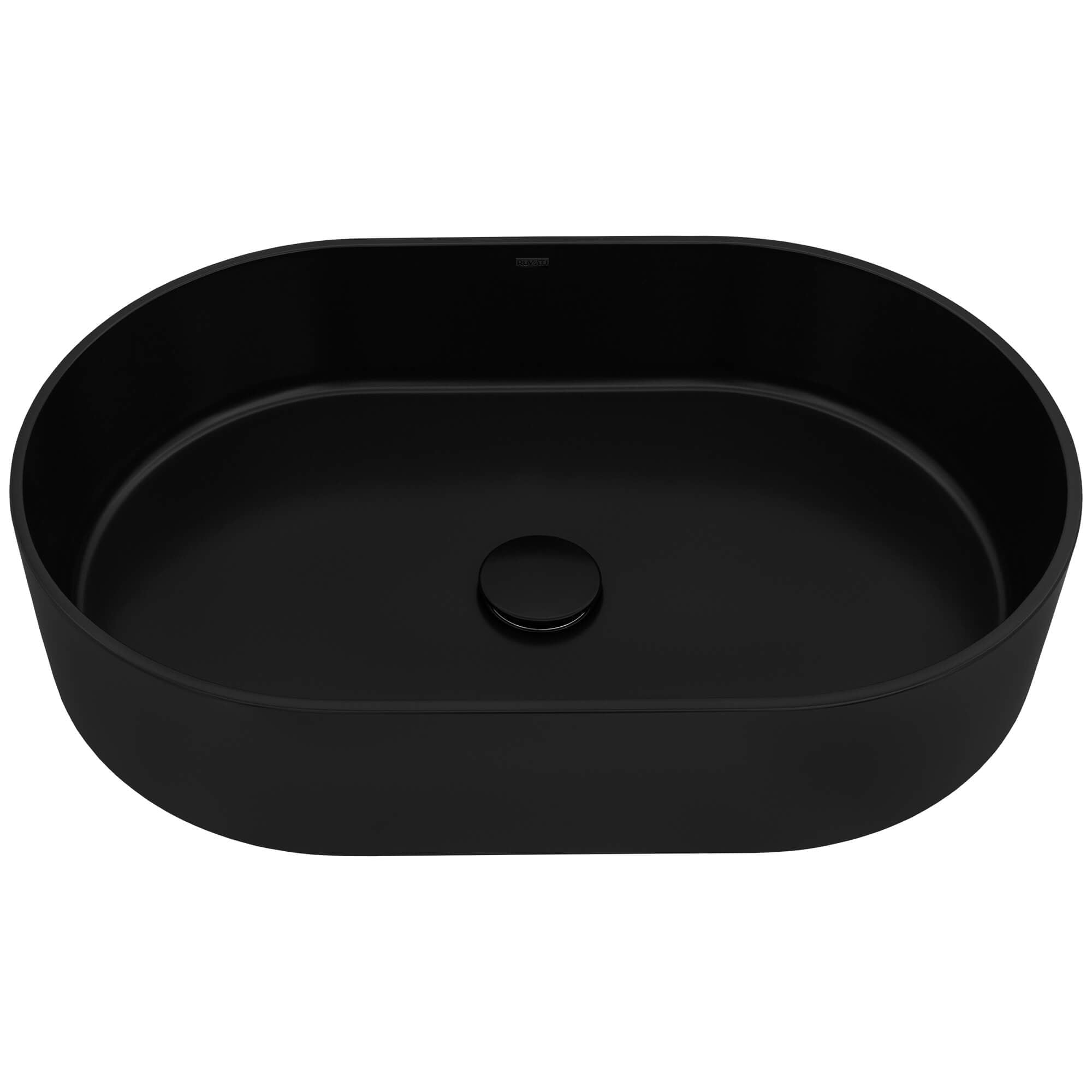 Alternative View of Ruvati Omnia 23-inch Matte Black epiStone Solid Surface Modern Bathroom Vessel Sink, RVB2550BK