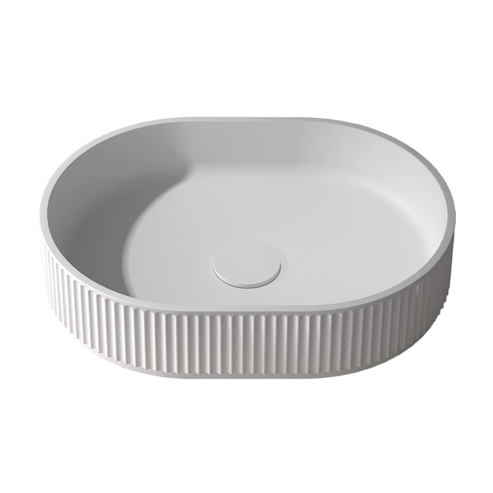 Alternative View of Ruvati Cordona 19 x 14 inch Fluted Vessel Bathroom Sink epiStone Solid Surface Modern Oval Matte White, RVB2819WH