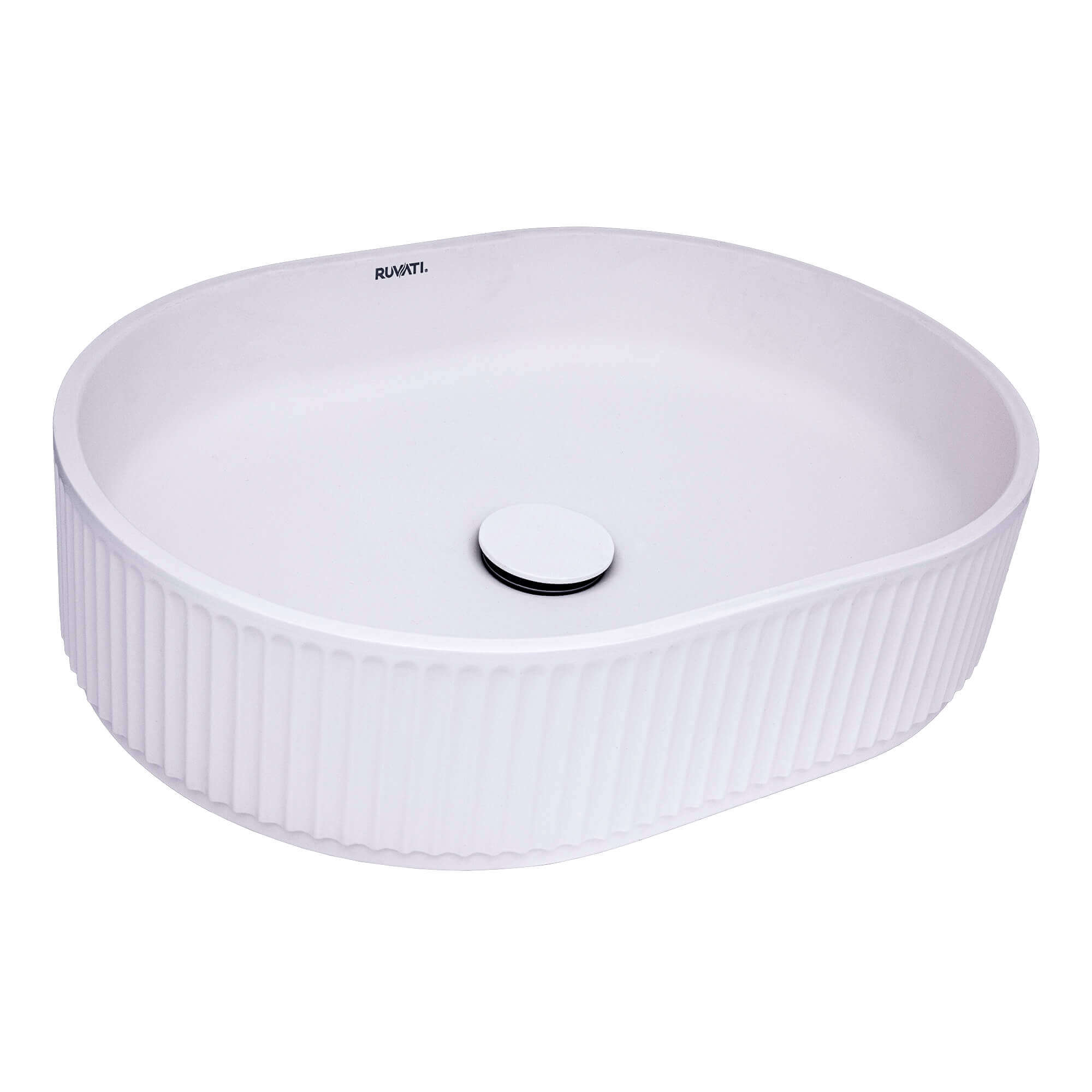 Ruvati Cordona 23" Oval Vessel Solid Surface Bathroom Sink, Matte White, RVB2823WH Product Image