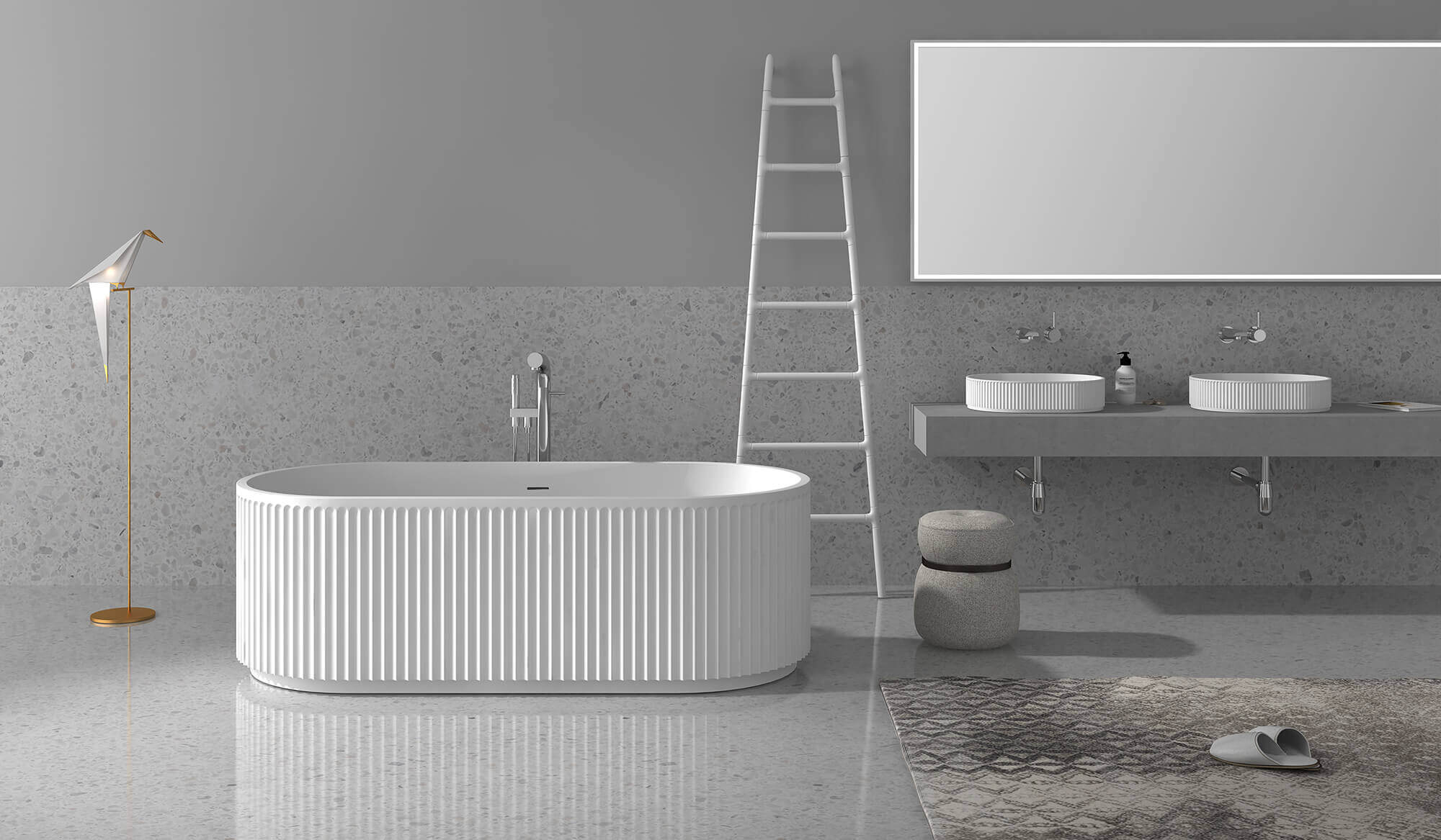 Ruvati Cordona 23" Oval Vessel Solid Surface Bathroom Sink, Matte White, RVB2823WH Product Image