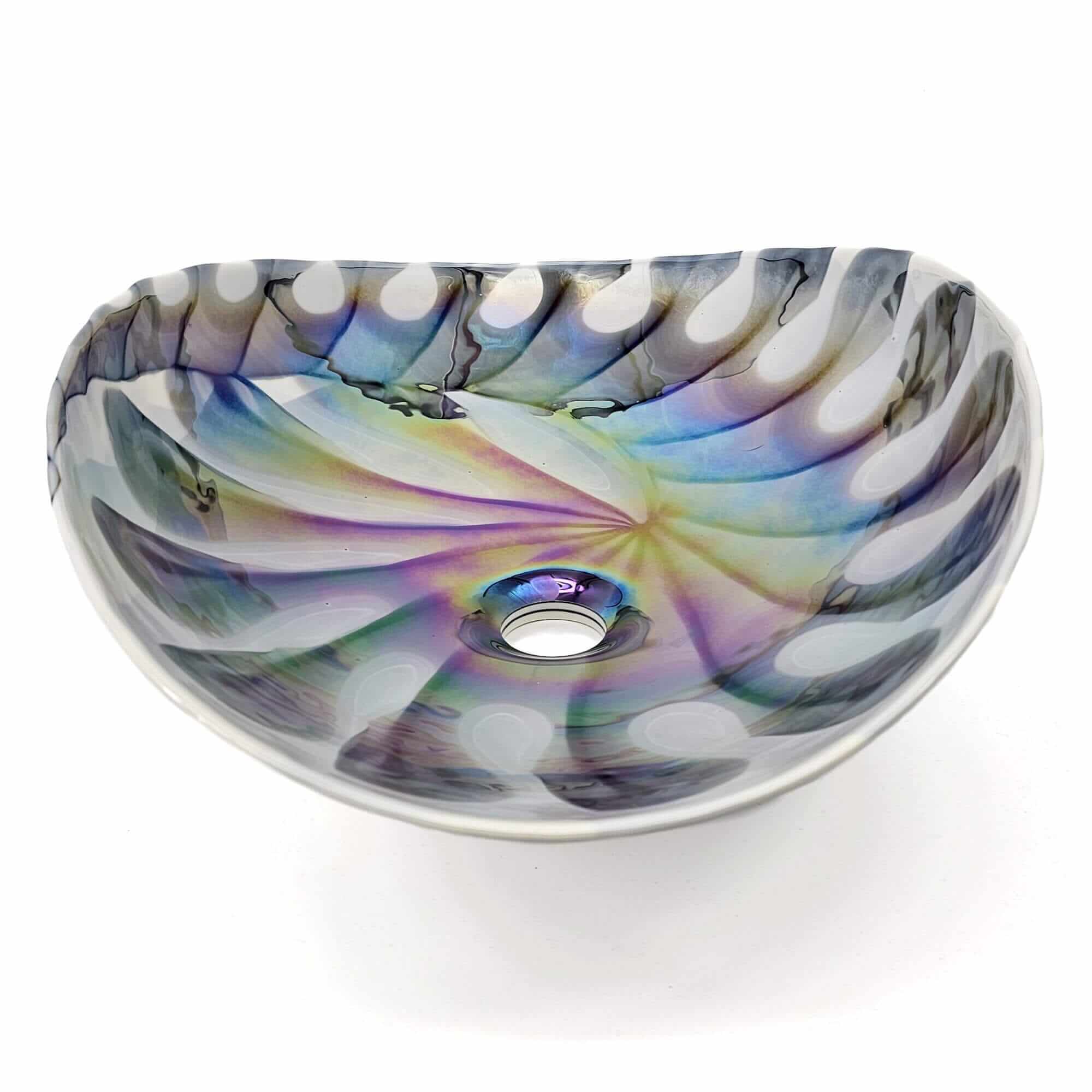 Alternate Image for Ruvati 19 inch Murano Glass Art Vessel Seashell Decorative Pattern Bathroom Sink, Spira Luxe Pearl White, RVB3031