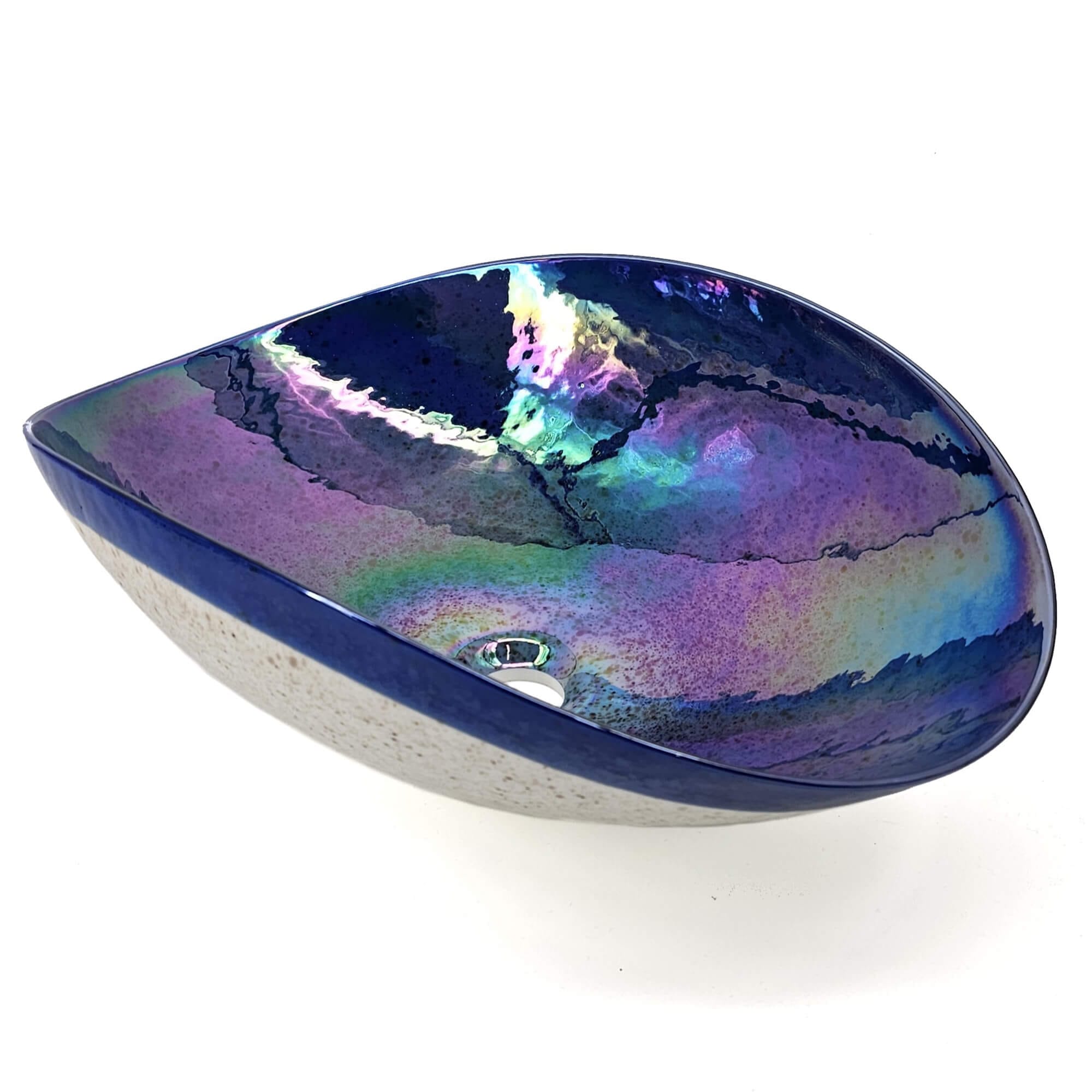 Alternative View of Ruvati 19 inch Murano Glass Art Vessel Seashell Decorative Pattern Bathroom sink, Celestial Blue, RVB3042