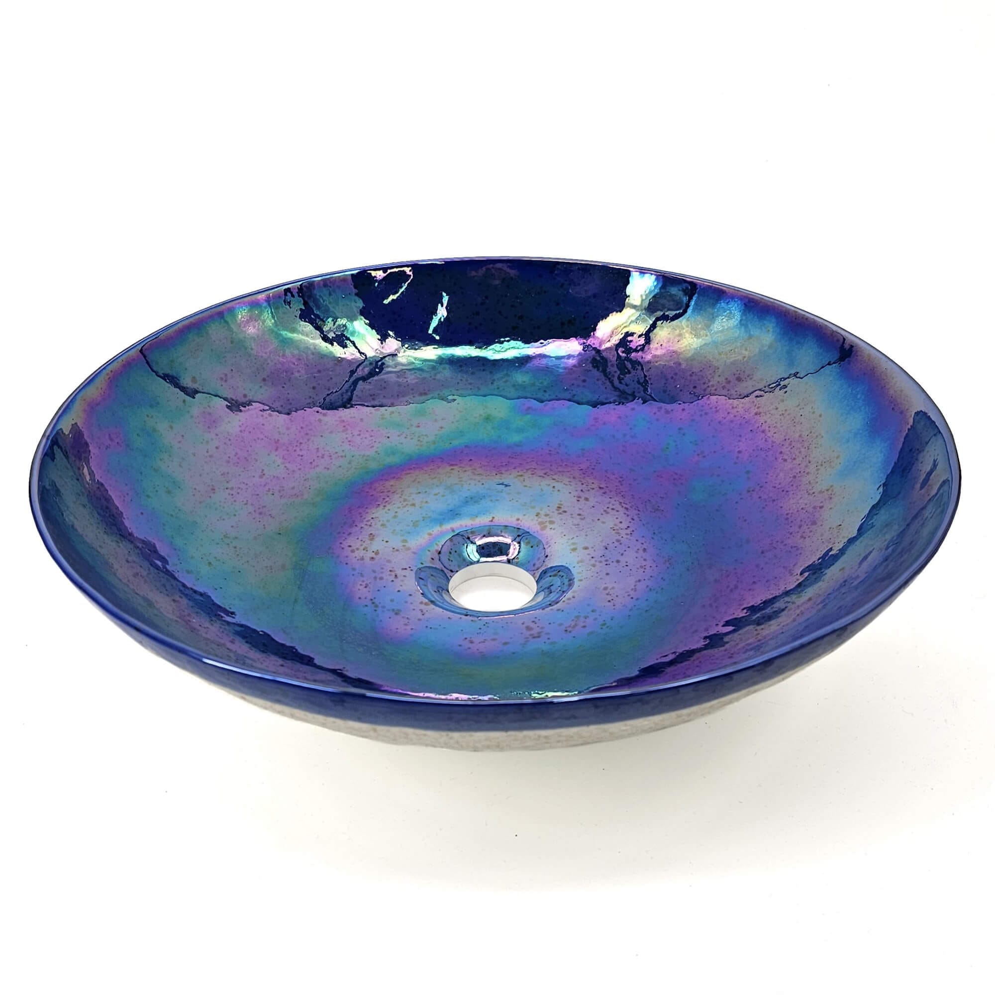 Alternate Image for Ruvati 16 inch Murano Glass Art Vessel Circle Decorative Pattern Bathroom Sink, Celestial Blue, RVB3044
