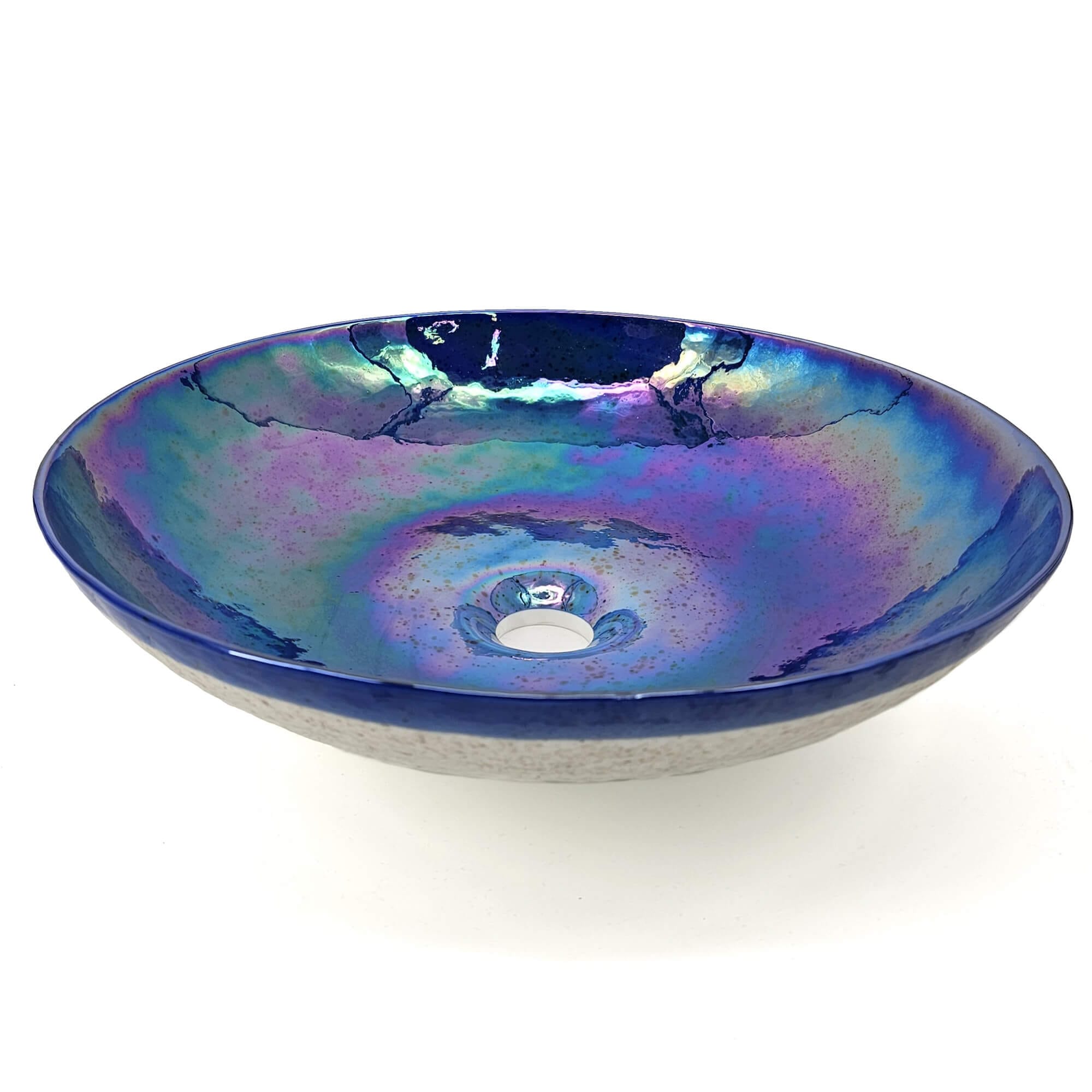 Alternate Image for Ruvati 16 inch Murano Glass Art Vessel Circle Decorative Pattern Bathroom Sink, Celestial Blue, RVB3044