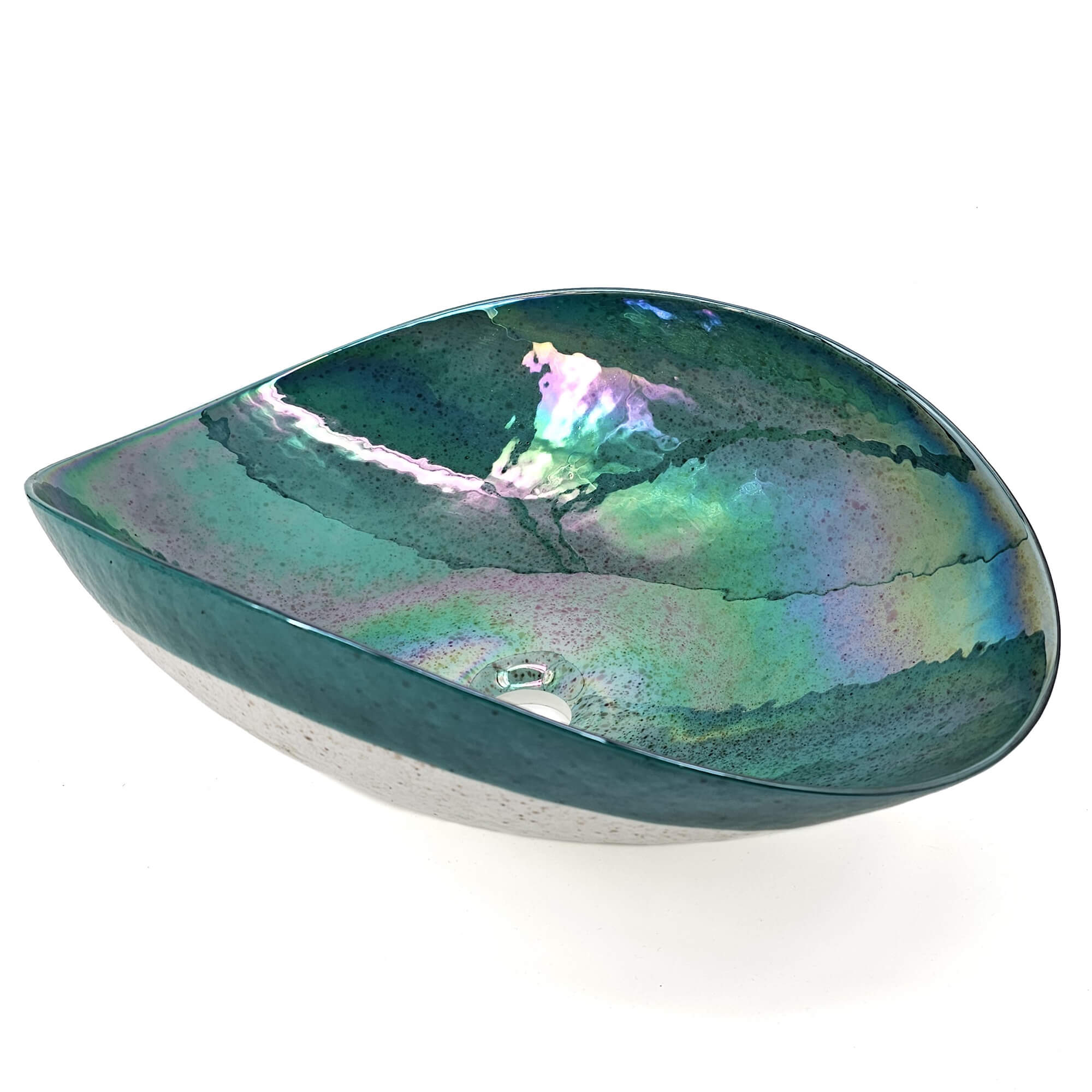 Alternate Image for Ruvati 19 inch Murano Glass Art Vessel Seashell Decorative Pattern Bathroom Sink, Seafoam Green, RVB3056