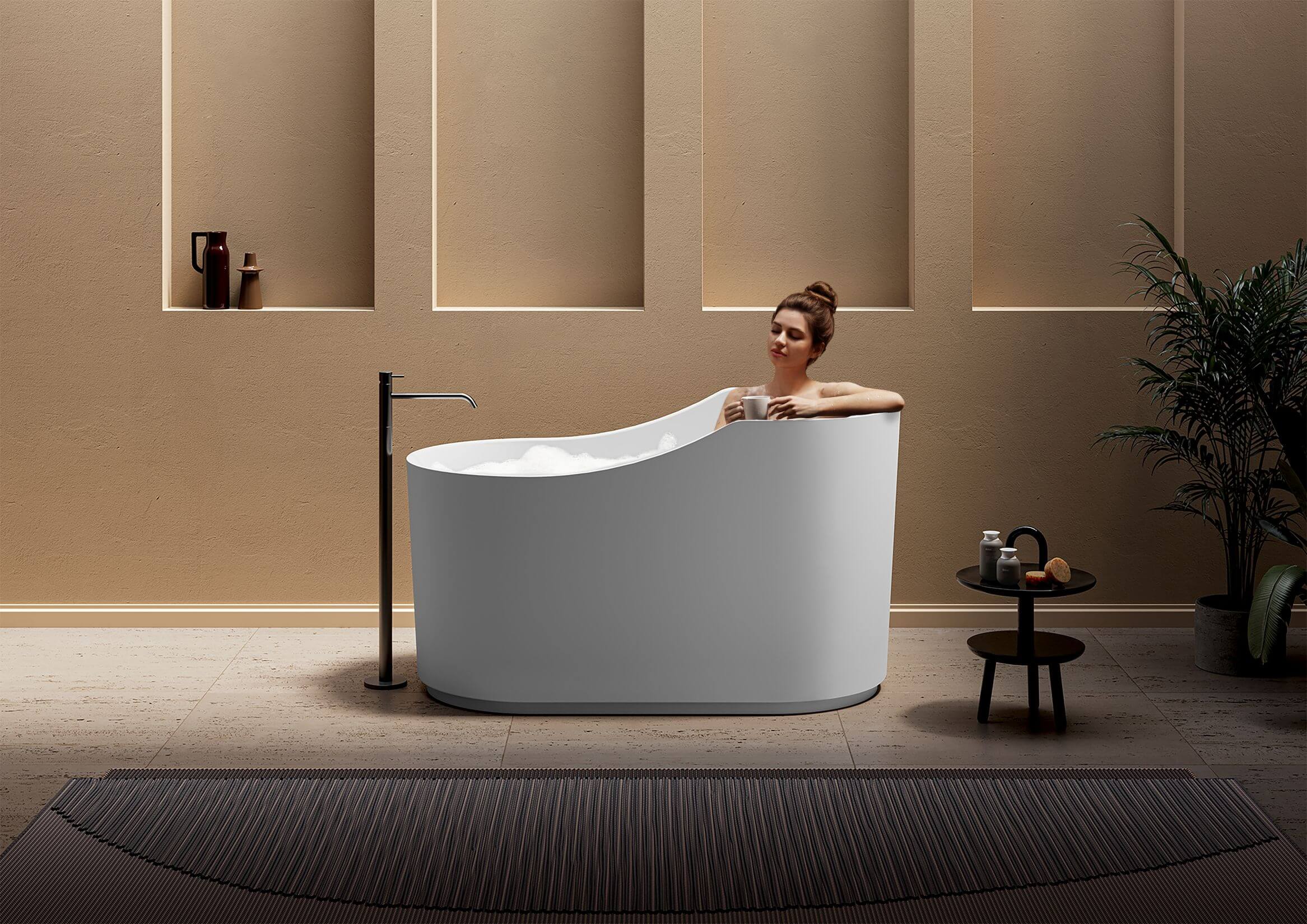 Ruvati Omnia 55" Solid Surface Freestanding Bathtub, Matte White, RVB6740WH Product Image