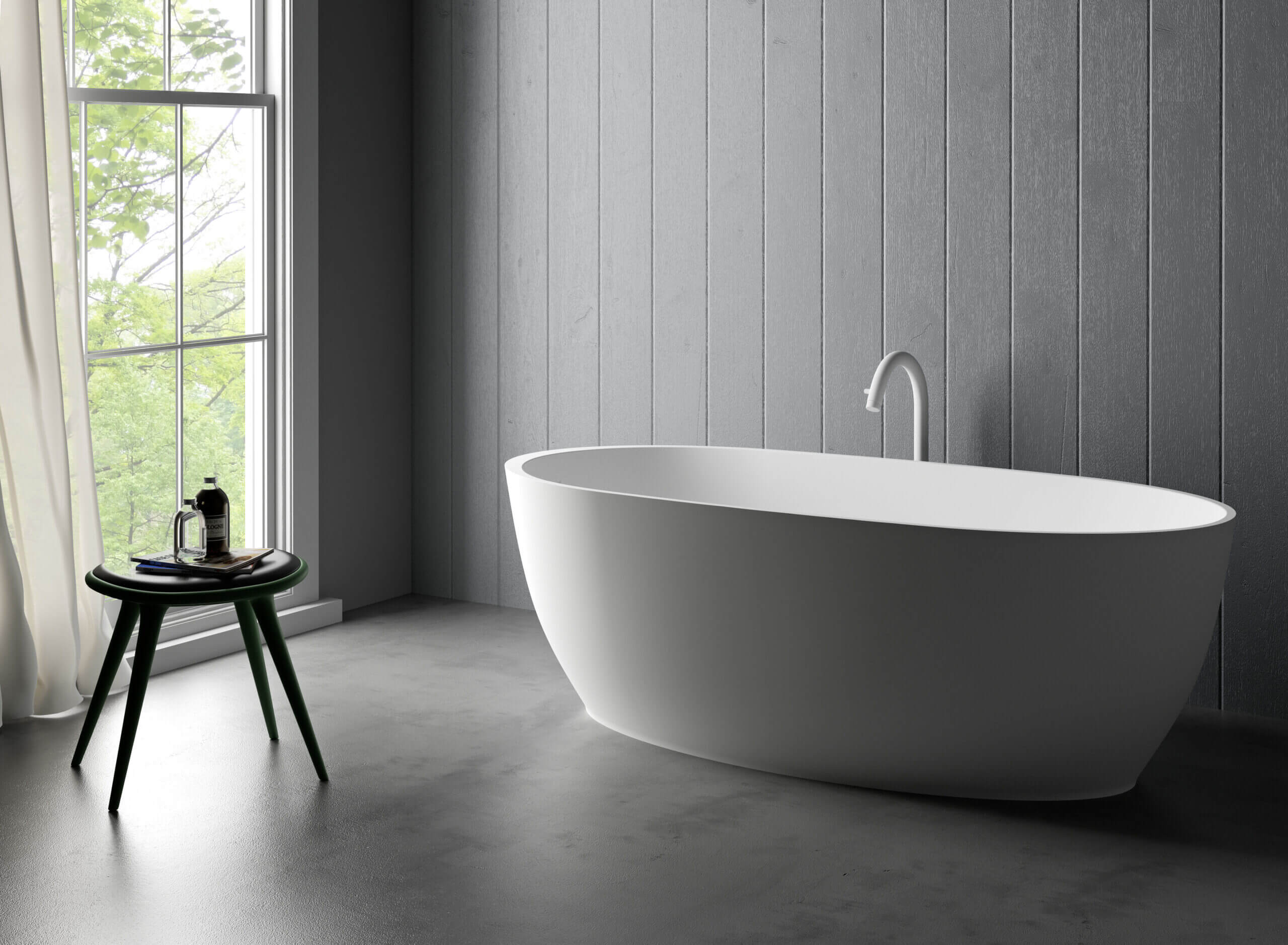 Alternate Image for Ruvati 59-inch Matte White epiStone Solid Surface Oval Freestanding Bath Tub Canali, RVB6744WH