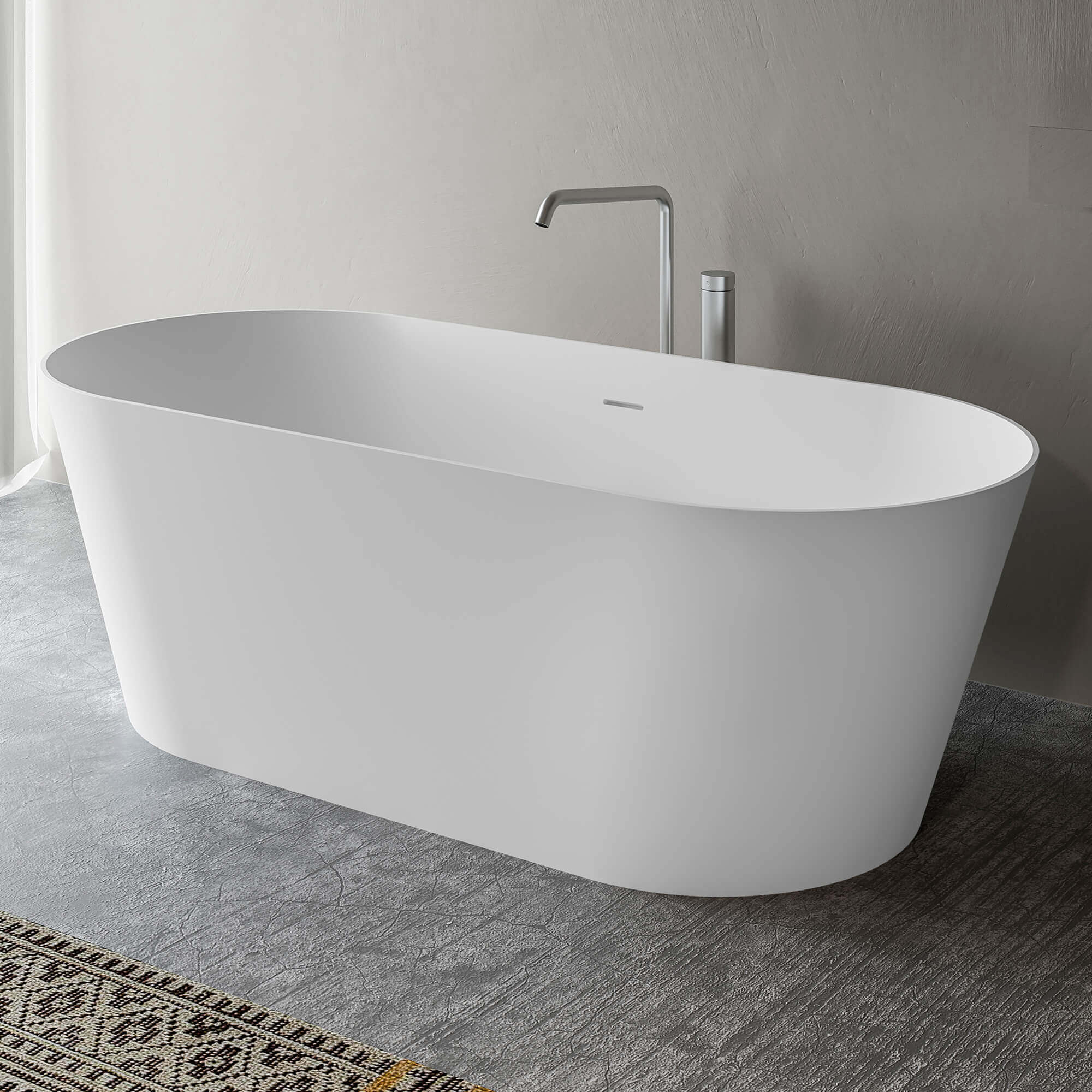 Alternate Image for Ruvati 67-inch White epiStone Solid Surface Oval Freestanding Bath Tub Omnia Matte, RVB6750WH