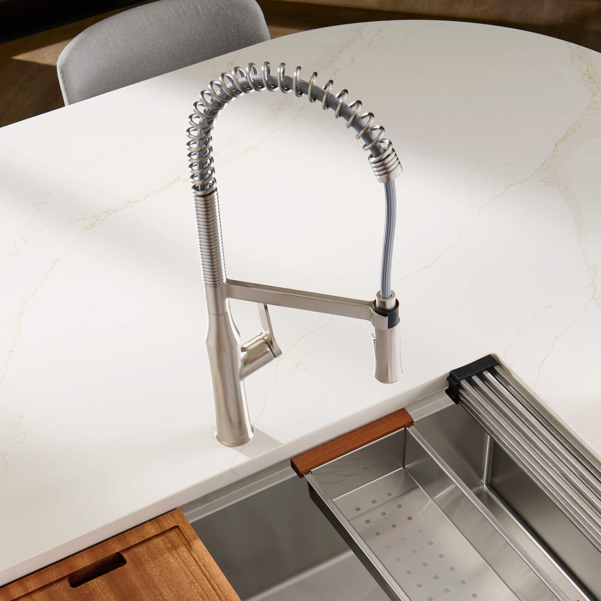 Ruvati Bianca Pre-Rinse Kitchen Faucet, Stainless Steel, Single Lever, RVF1233BN Product Image