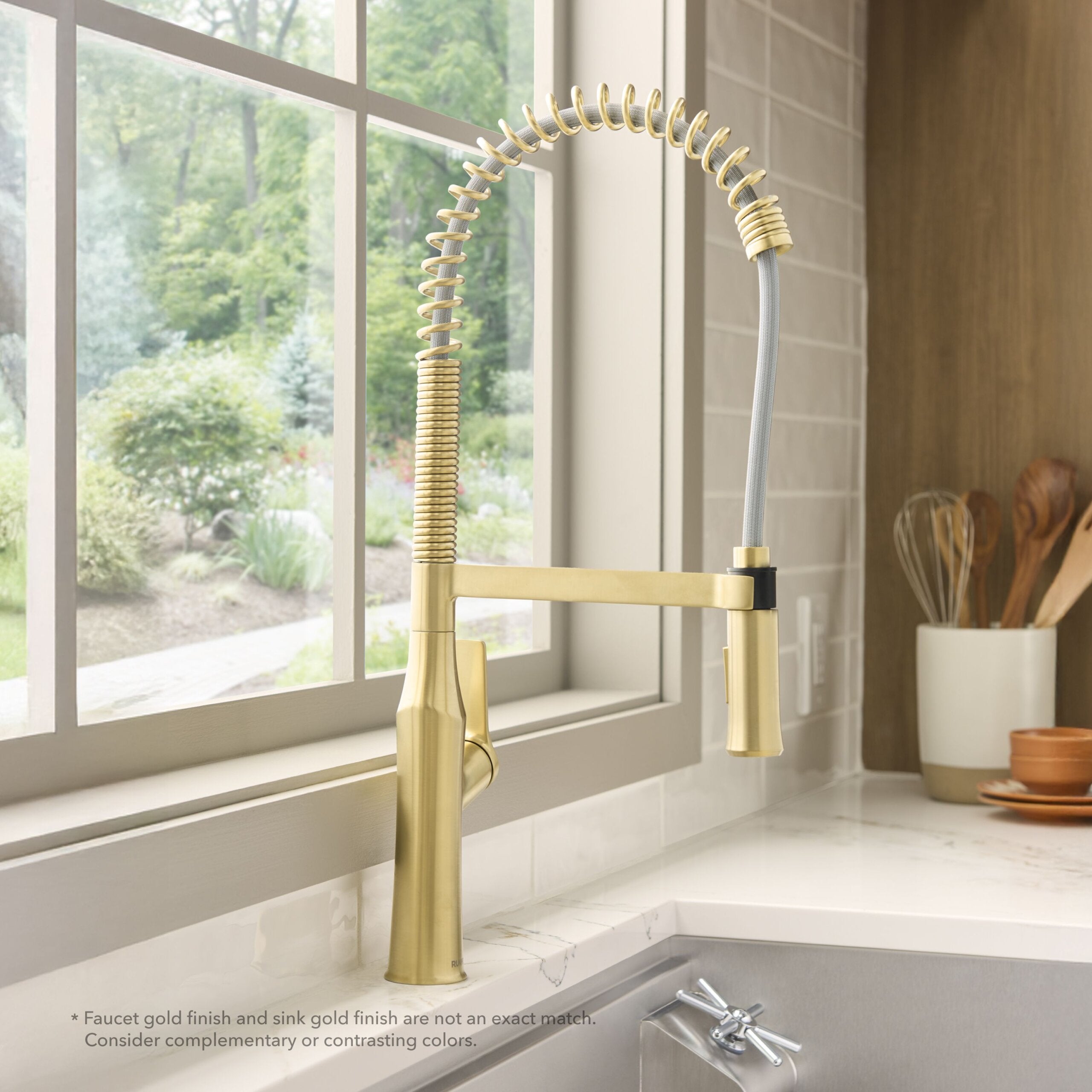 Ruvati Bianca Pre-Rinse High Arc Kitchen Faucet, Brushed Gold, Single Lever, RVF1233SG Product Image