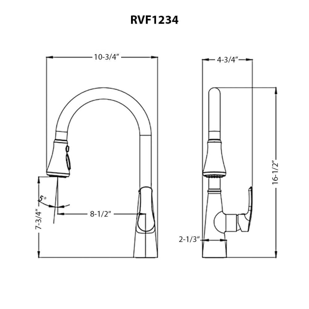 Ruvati Simoni Pull Down Pull Out Gooseneck Kitchen Faucet, Stainless Steel, Single Lever, RVF1234BN Product Image