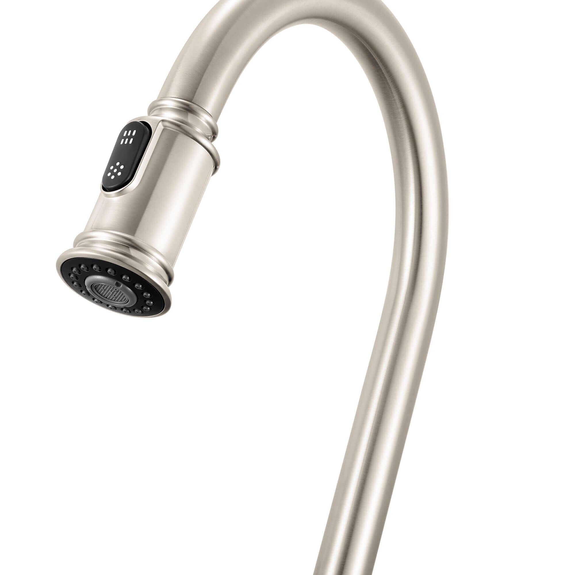 Ruvati Simoni Pull Down Pull Out Gooseneck Kitchen Faucet, Stainless Steel, Single Lever, RVF1234BN Product Image