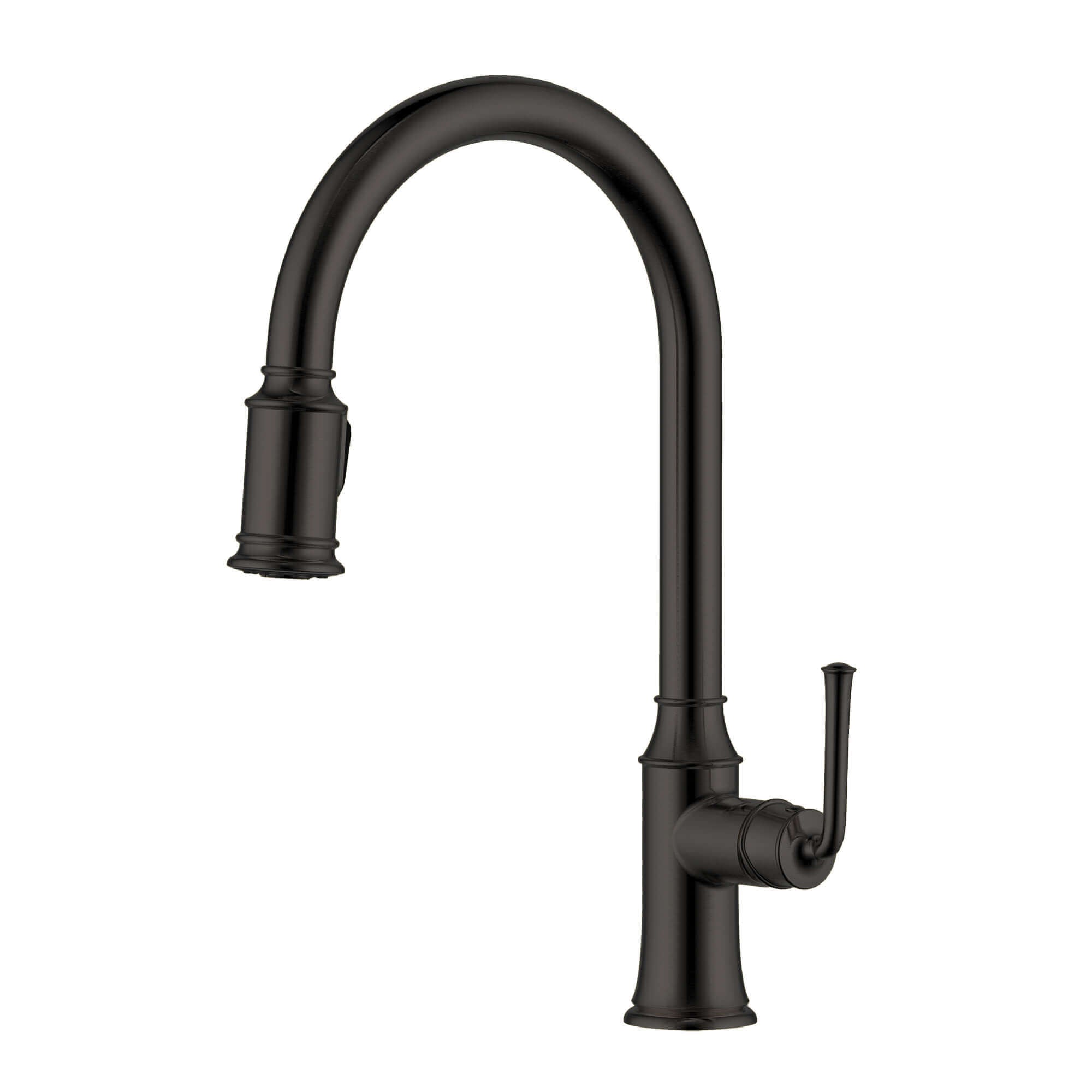 Ruvati Simoni Pull Down Gooseneck Kitchen Faucet, Matte Black, Single Lever, RVF1234MB Product Image