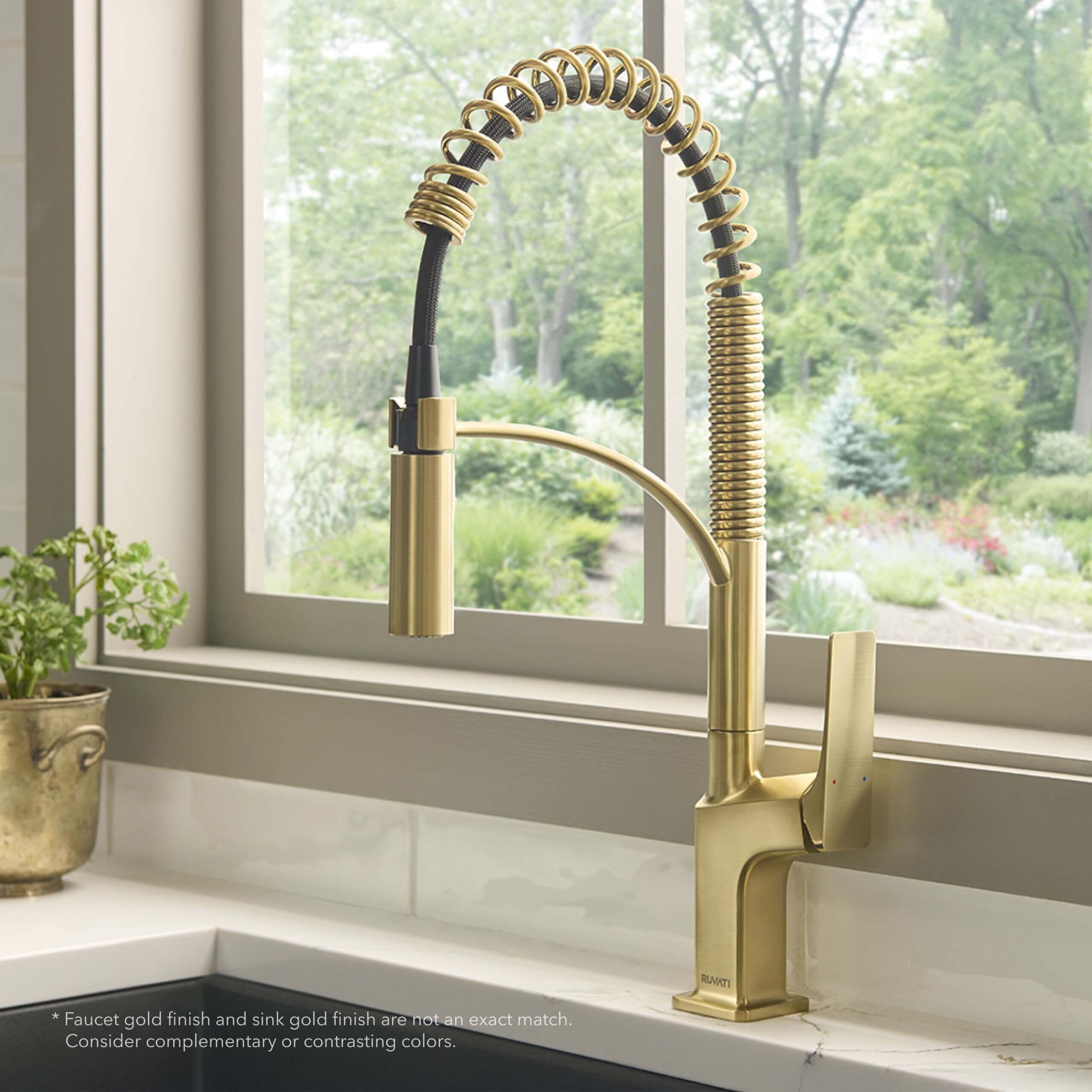 Ruvati Seneca Pull Down Pre-Rinse Kitchen Faucet, Brushed Gold, Single Lever, RVF1236SG Product Image