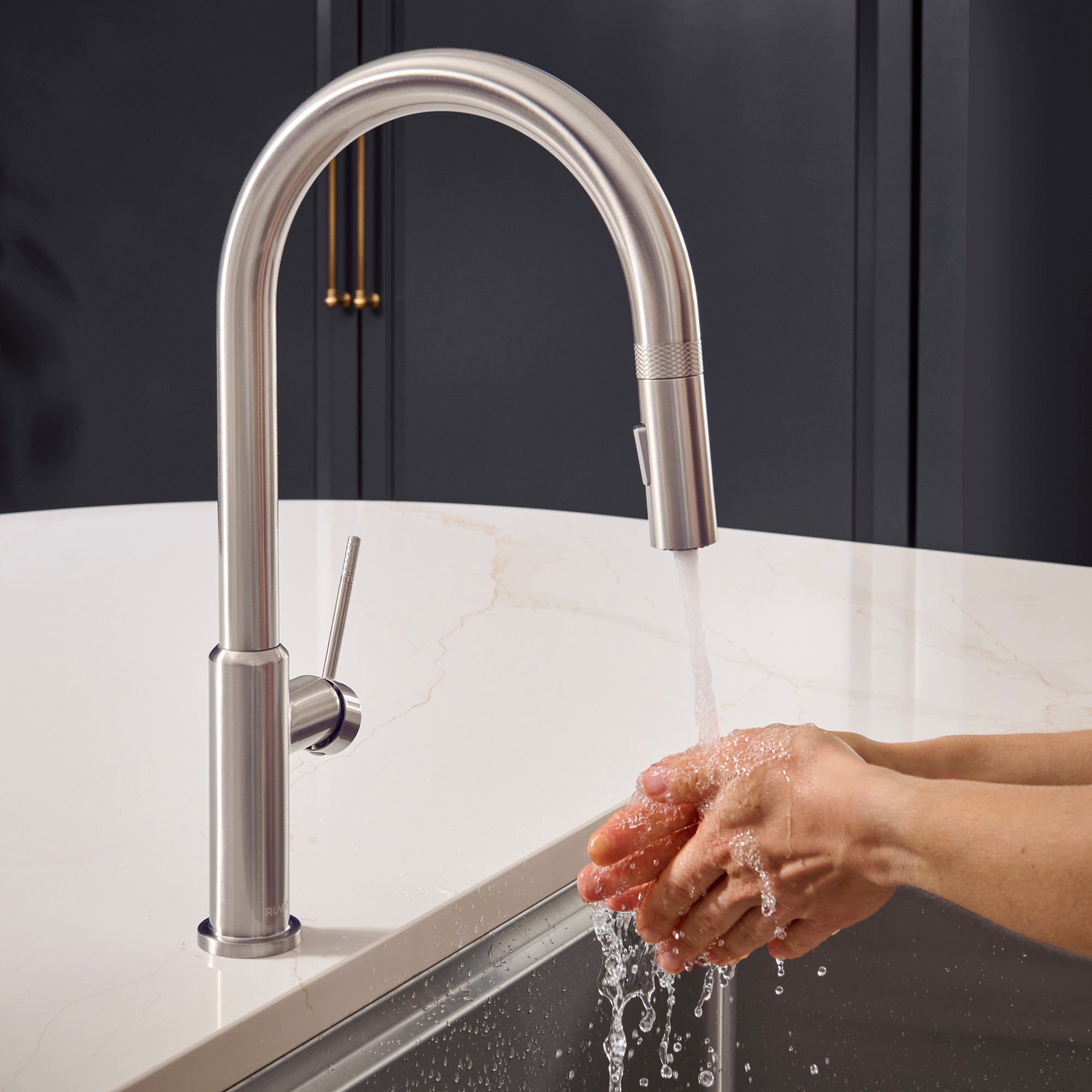 Ruvati Vestia Pull Down Kitchen Faucet, Stainless Steel, Single Lever, RVF1237BN Product Image