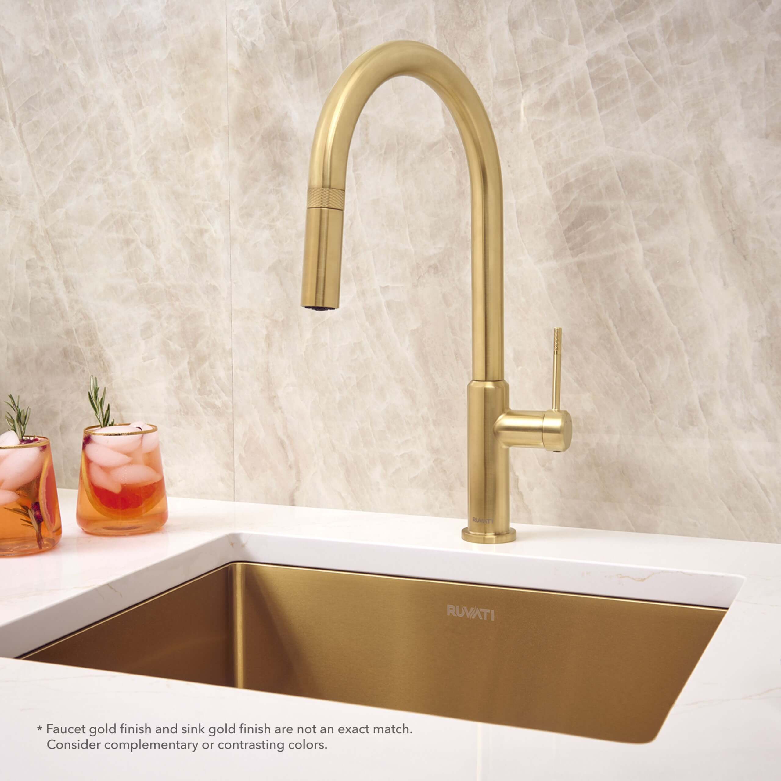 Ruvati Vestia Pull Down Kitchen Faucet, Brushed Gold, Single Lever, RVF1237SG Product Image