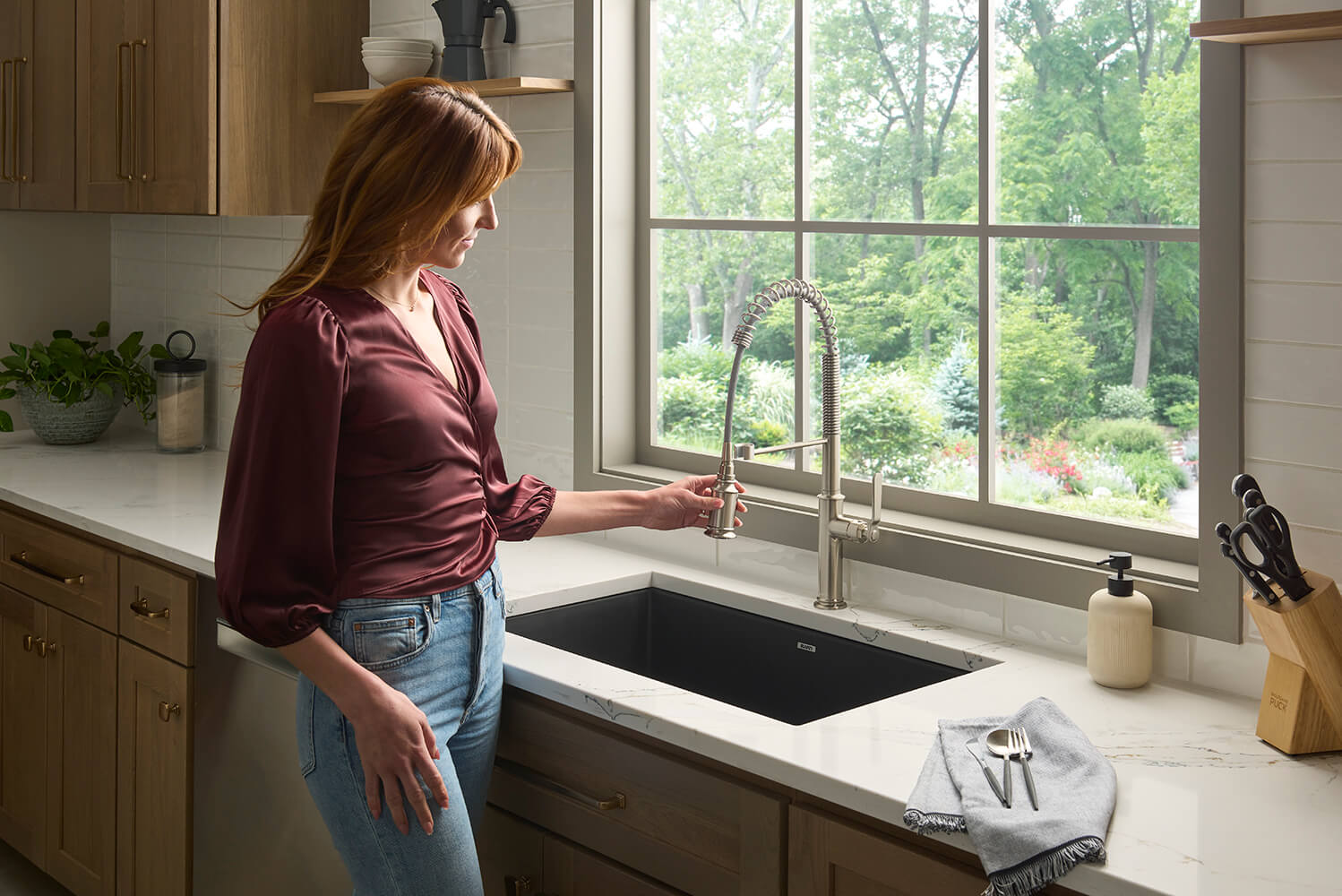 Ruvati Seneca Pull Down Industrial Pre-Rinse High Arc Kitchen Faucet, Stainless Steel, Single Lever, RVF1238BN Product Image