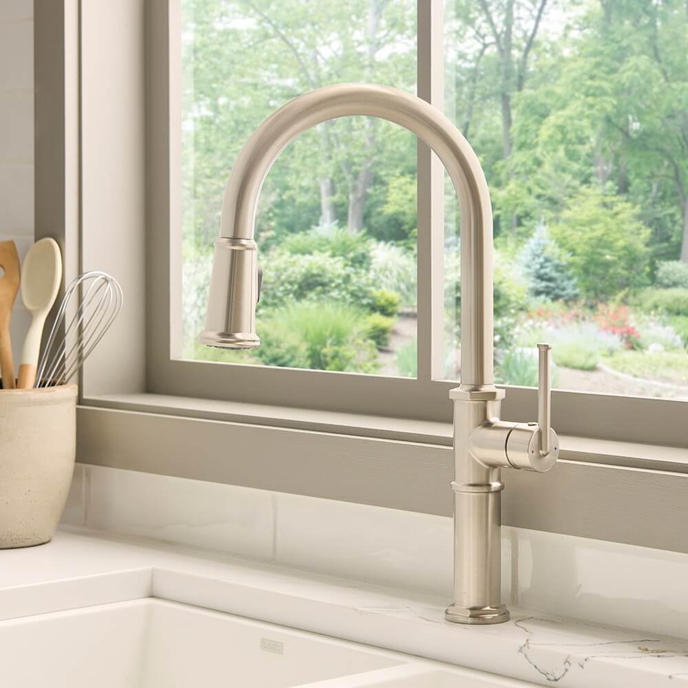 Ruvati Idris Pull Down Kitchen Faucet, Stainless Steel, Single Lever, RVF1239BN