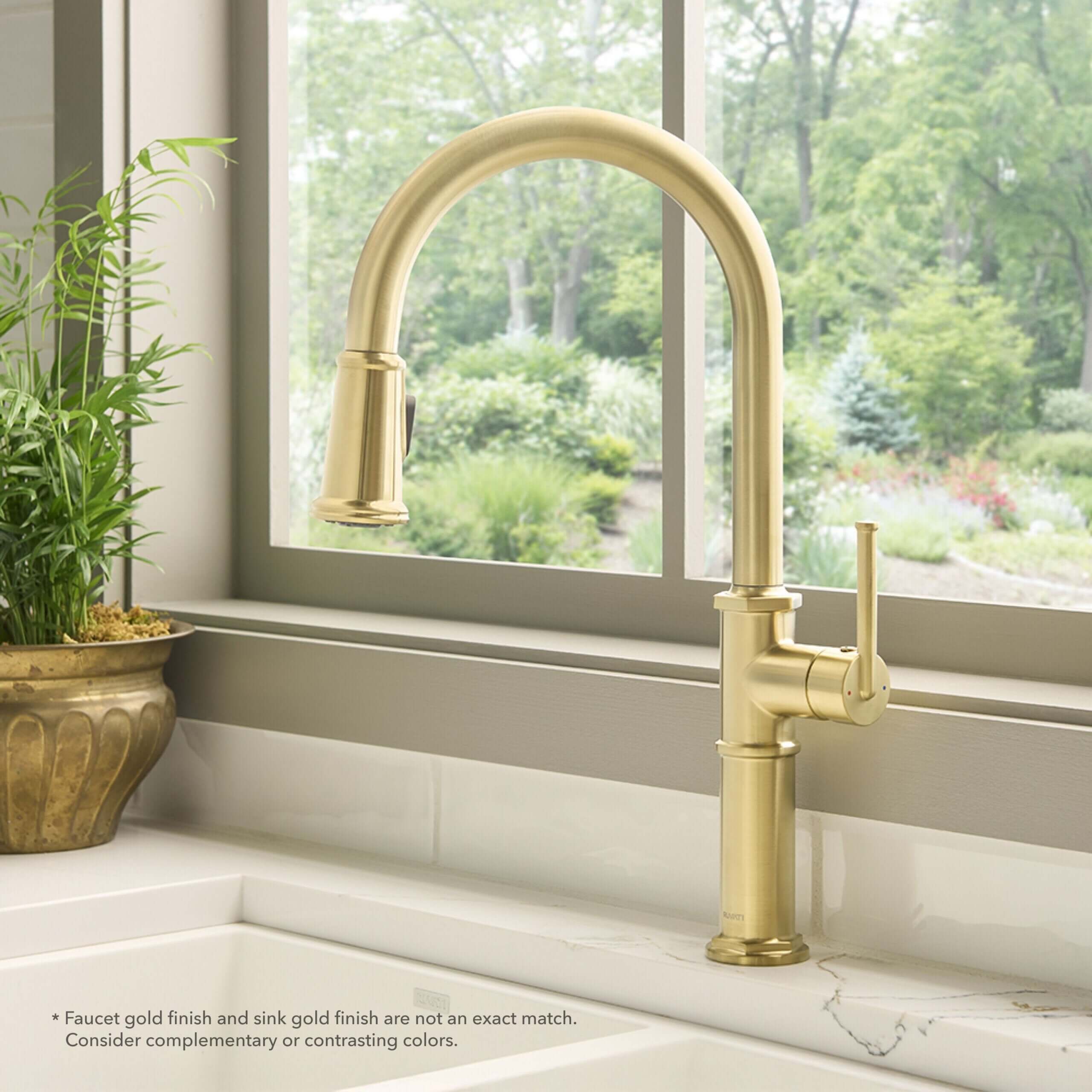 Ruvati Idris Pull Down Gooseneck High Arc Kitchen Faucet, Brushed Gold, Single Lever, RVF1239SG Product Image