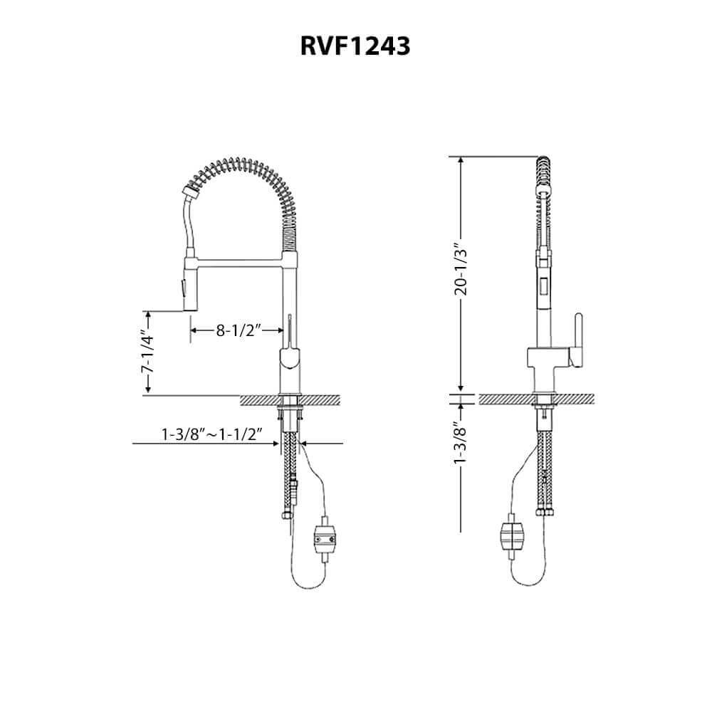 Ruvati Seneca Pull Down Kitchen Faucet, Matte Black, Single Lever, RVF1243MB Product Image