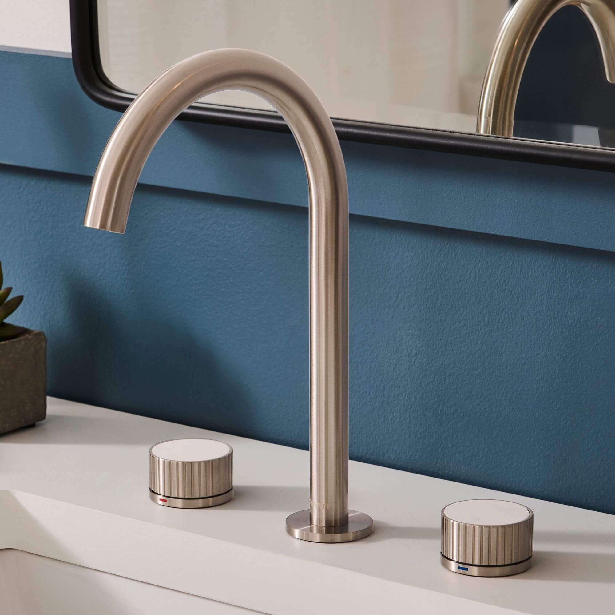 Ruvati Athena Widespread Bathroom Faucet, Brushed Nickel, Knob, RVF5232BN