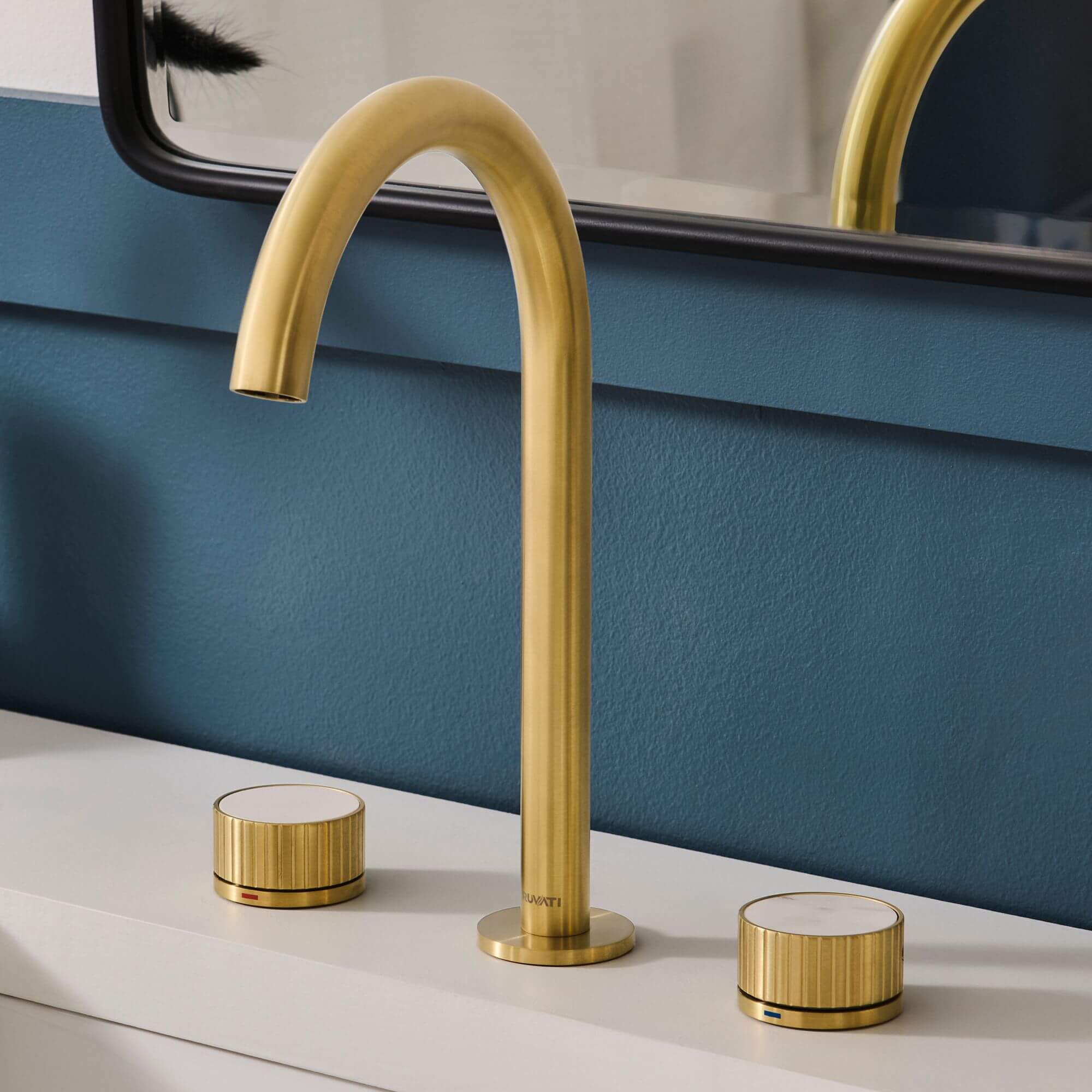 Ruvati Athena Widespread Bathroom Faucet, Brushed Gold, Knob, RVF5232SG