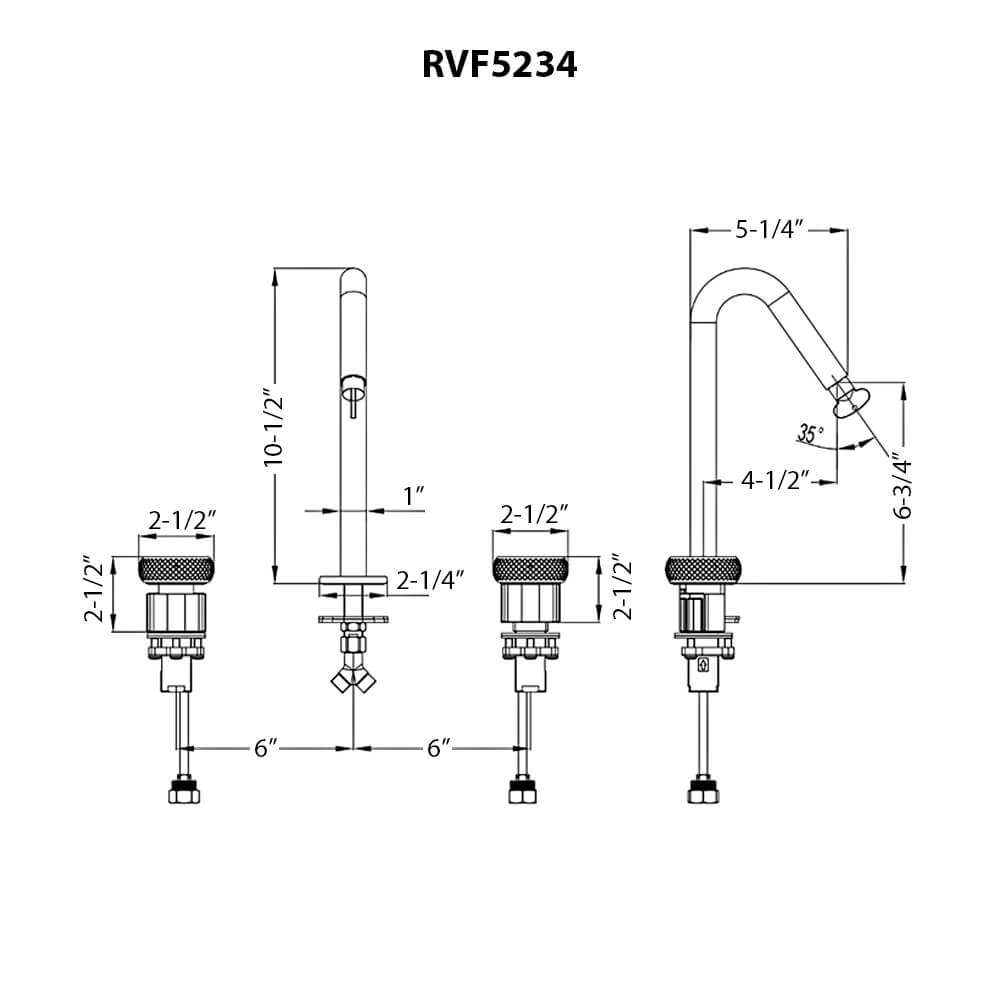 Ruvati Chrono Widespread Bathroom Faucet, Brushed Gold, Knob, RVF5234SG Product Image