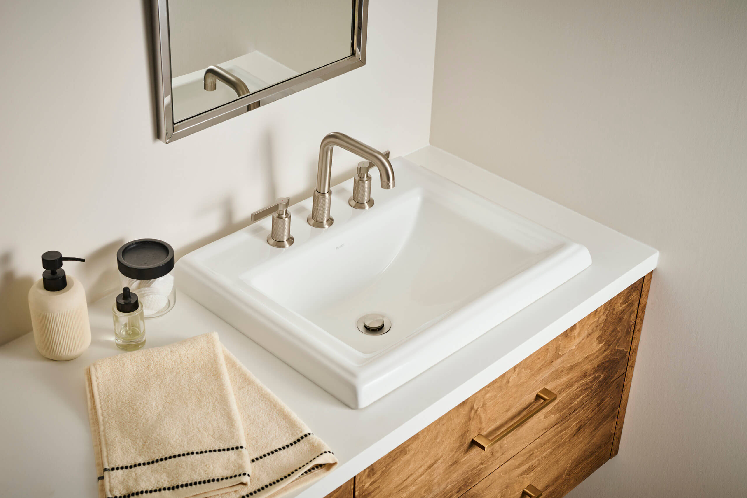 Ruvati Barolo Widespread Bathroom Faucet, Brushed Nickel, Lever, RVF5236BN Product Image