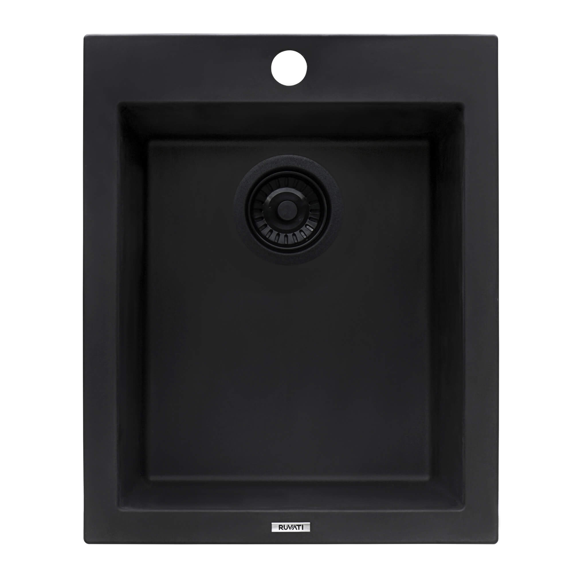 Alternative View of Ruvati epiGranite 16" Drop-in Topmount Granite Composite Bar/Prep Sink, Midnight Black, RVG1016BK