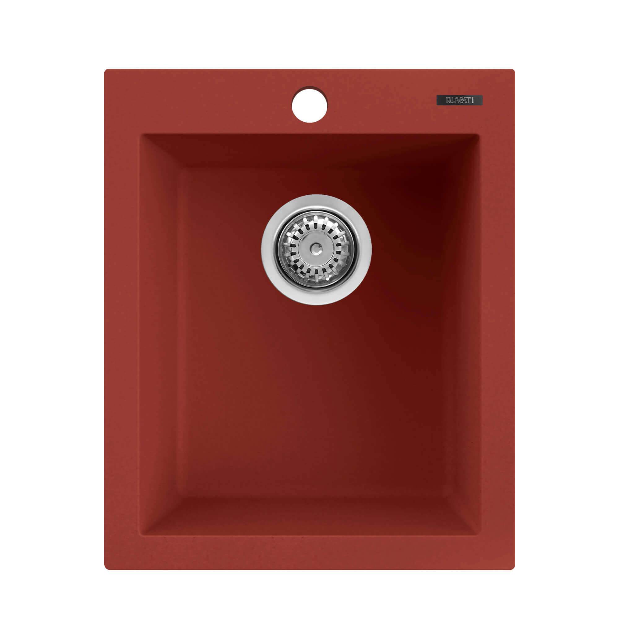 Alternate Image for Ruvati 16 x 20 inch epiGranite Drop-in Topmount Granite Composite Single Bowl Kitchen Sink, Berry Red, RVG1016BR