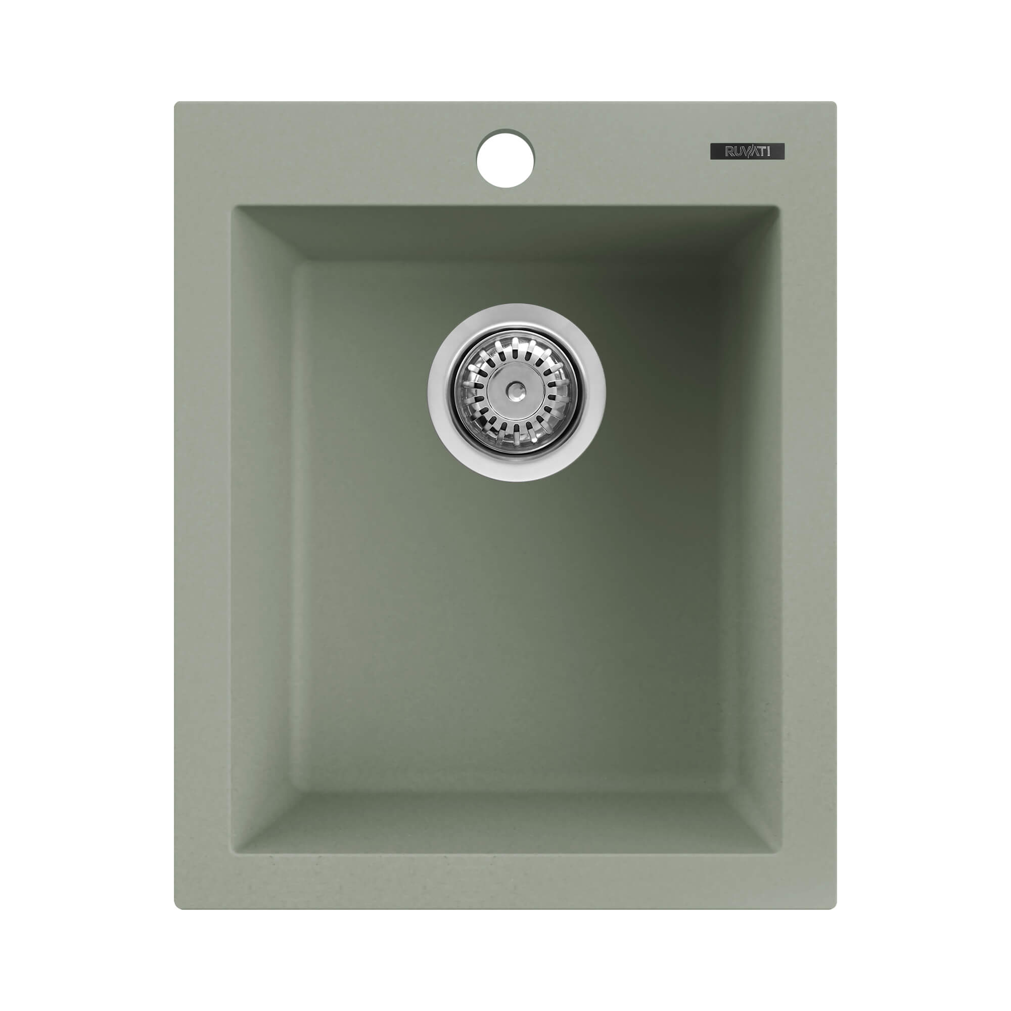 Alternative View of Ruvati 16 x 20 inch epiGranite Drop-in Topmount Granite Composite Single Bowl Kitchen Sink, Sage Green, RVG1016SG
