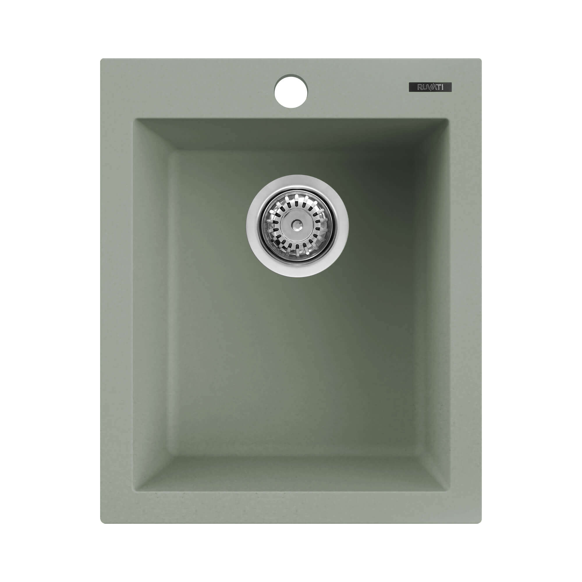 Alternate Image for Ruvati 16 x 20 inch epiGranite Drop-in Topmount Granite Composite Single Bowl Kitchen Sink, Sage Green, RVG1016SG