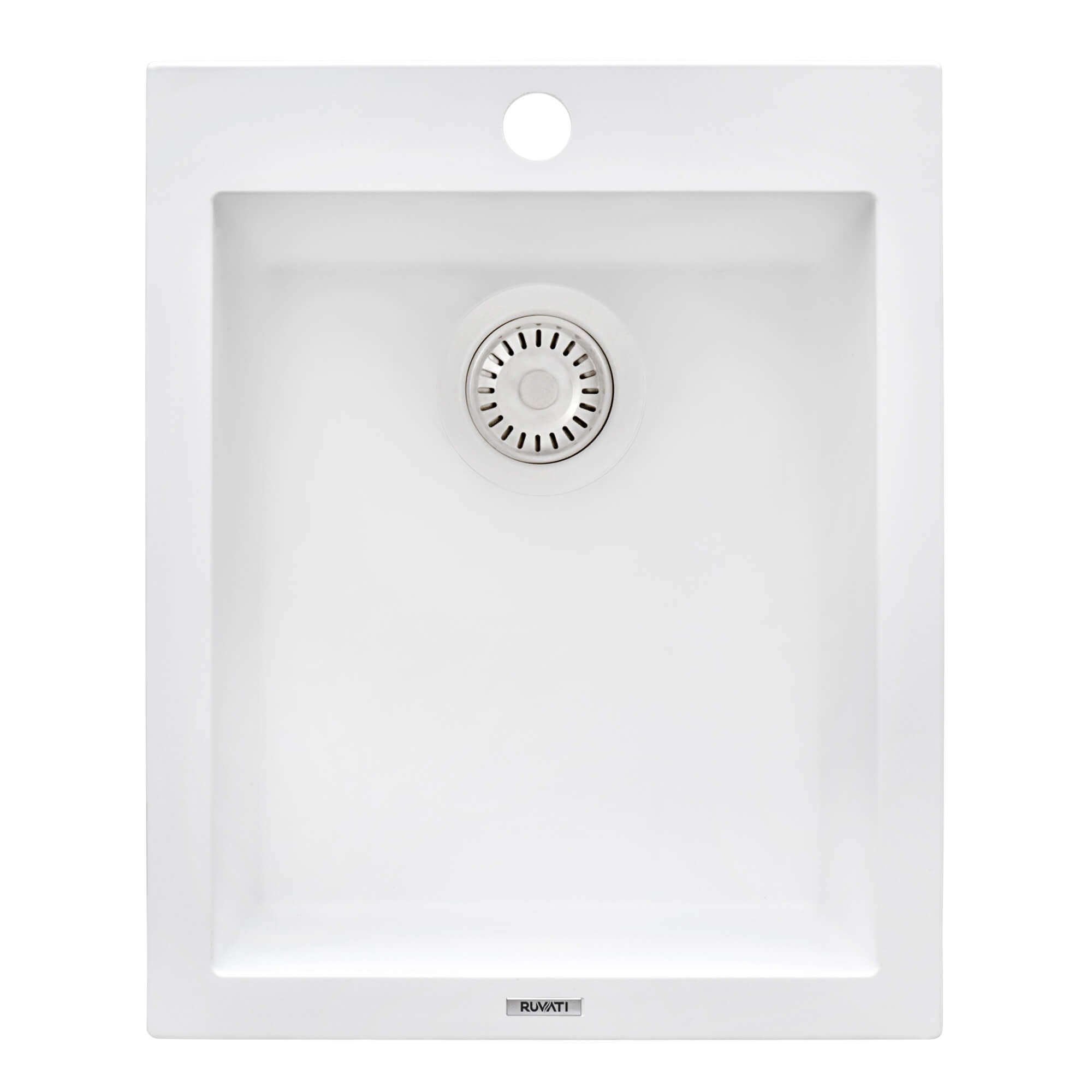 Alternative View of Ruvati epiGranite 16" Drop-in Topmount Granite Composite Bar/Prep Sink, Arctic White, RVG1016WH